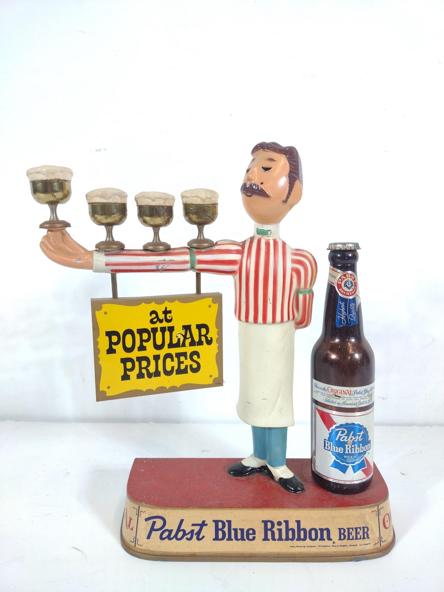 Pabst At Popular Prices Display: NOT ELIGIBLE FOR IN-HOUSE SHIPPING. 10-1/2" wide x 3-3/4" deep x 14-3/4" high. Some discoloration consistent with age and use. PROVENANCE: From the Collection of Robert L. Hassenplug—a proud veteran