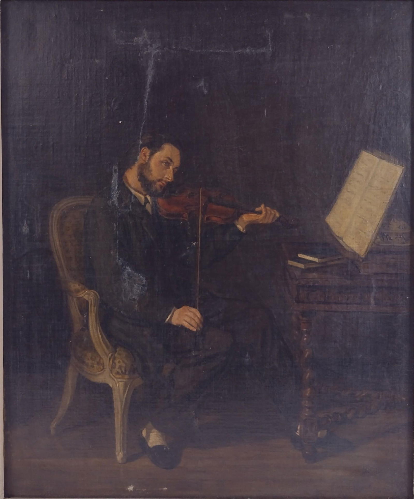 Framed Oil Painting of Violinist (1 of 6)