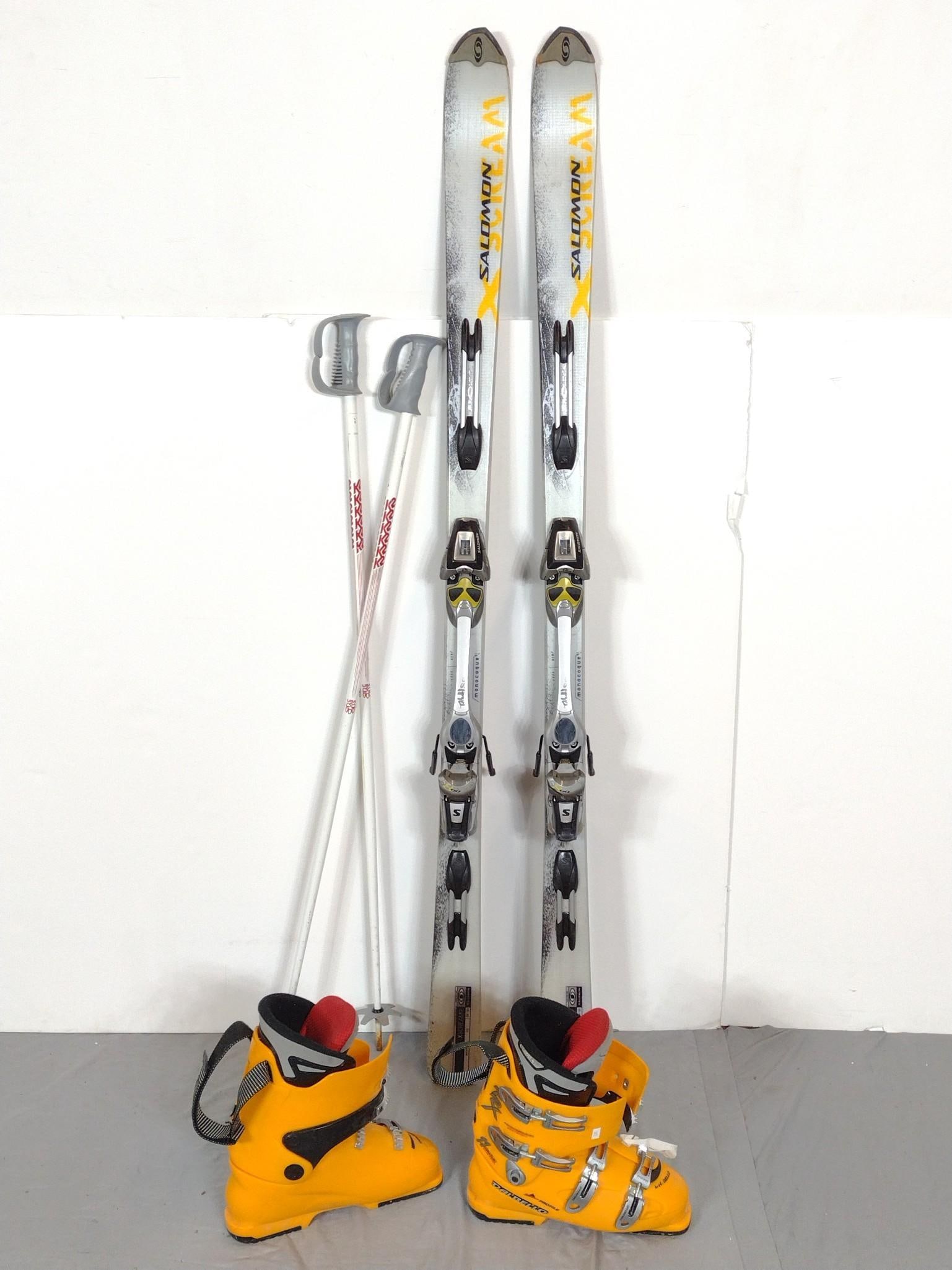 Salomon Scream Skis w/ Boots & Poles: NOT ELIGIBLE FOR IN-HOUSE SHIPPING. Model Xscream9. Dalbello boots.