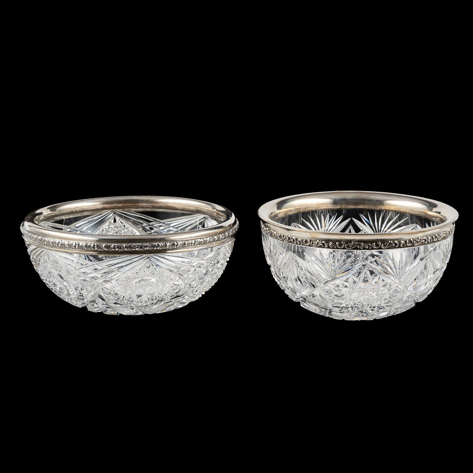 2 Sterling Rimmed and Cut Glass Bowls (1 of 8)
