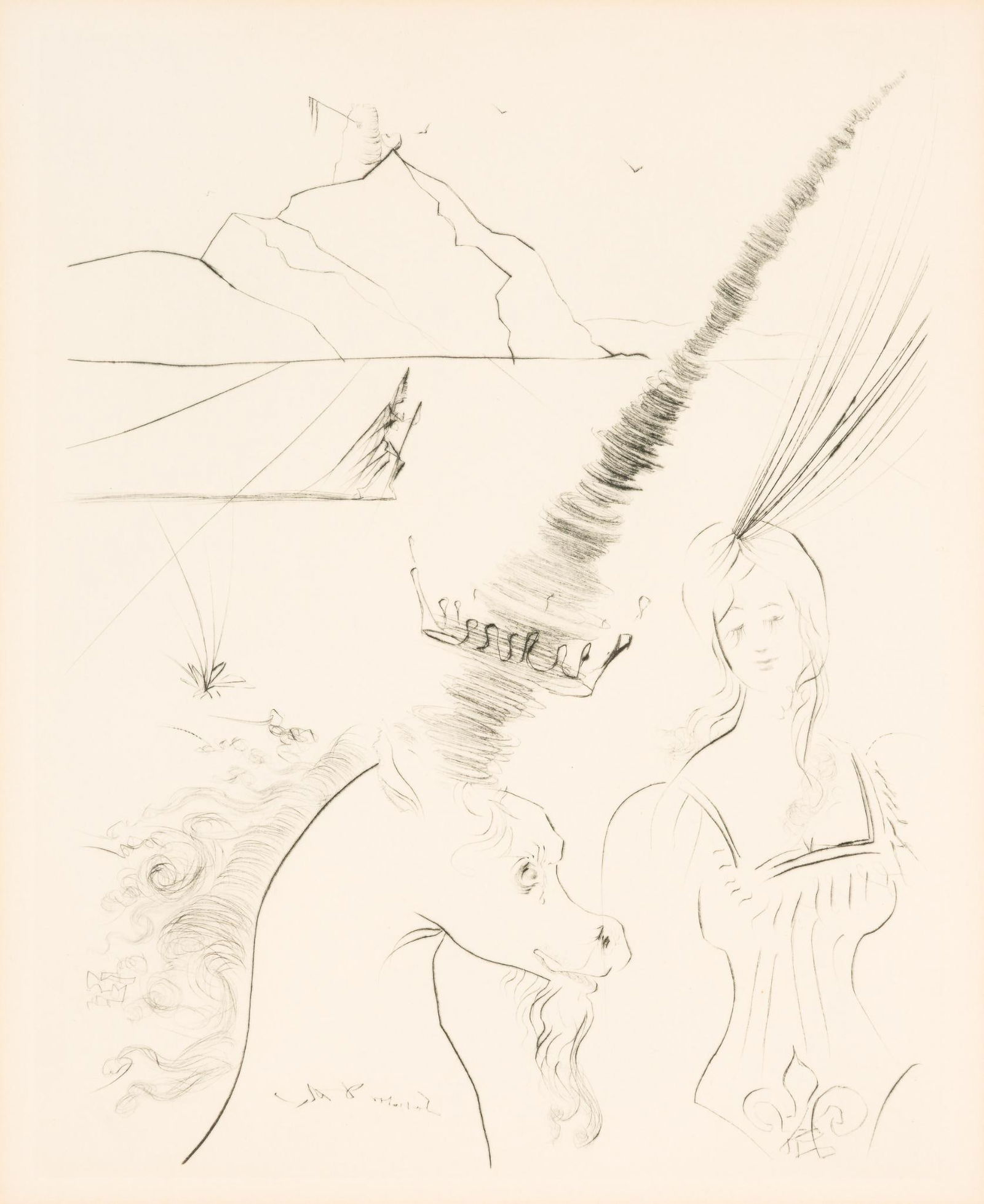 Salvador Dali Lady with a Unicorn Etching (1 of 4)