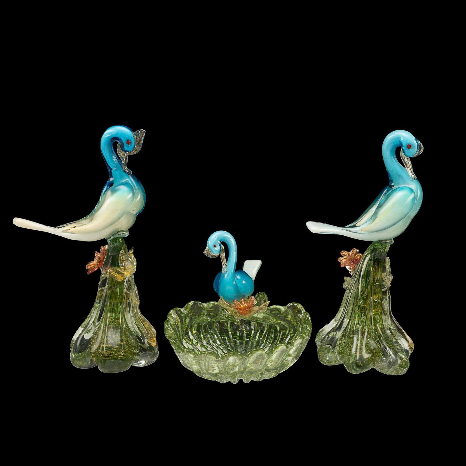 3 Murano Glass Blue Swan Pieces (1 of 10)