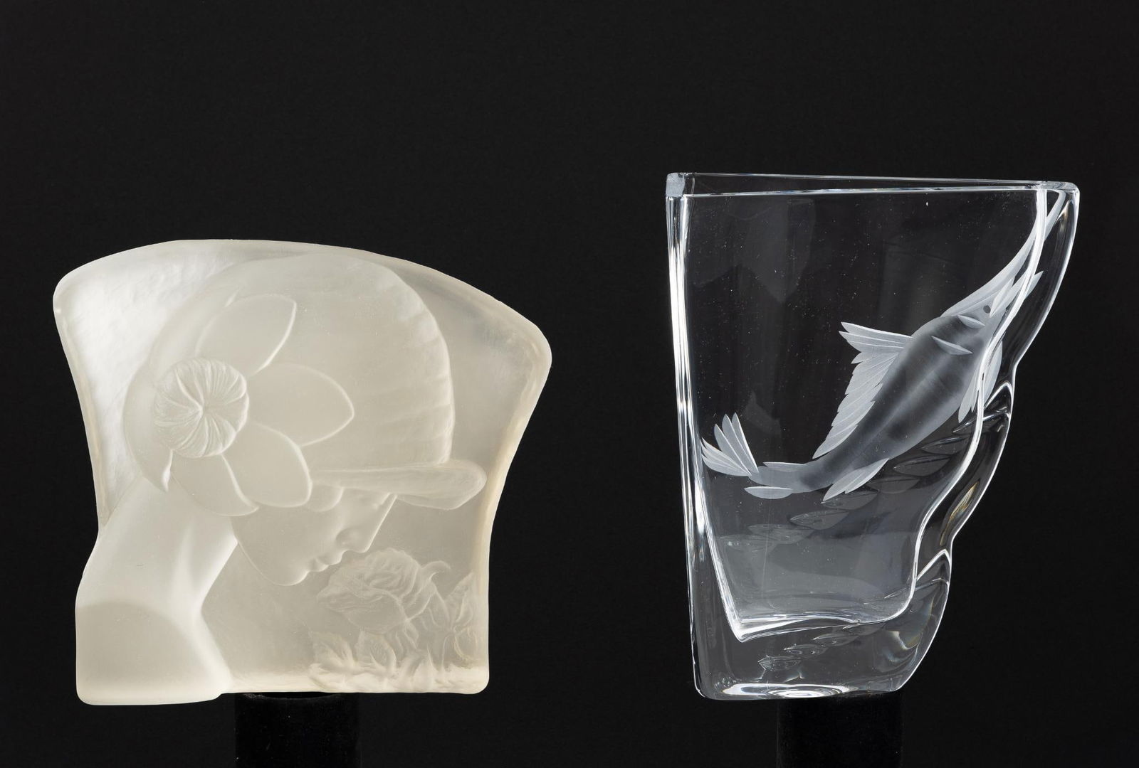 Glass Vase & Art Nouveau Crystal Plaque (1 of 5)