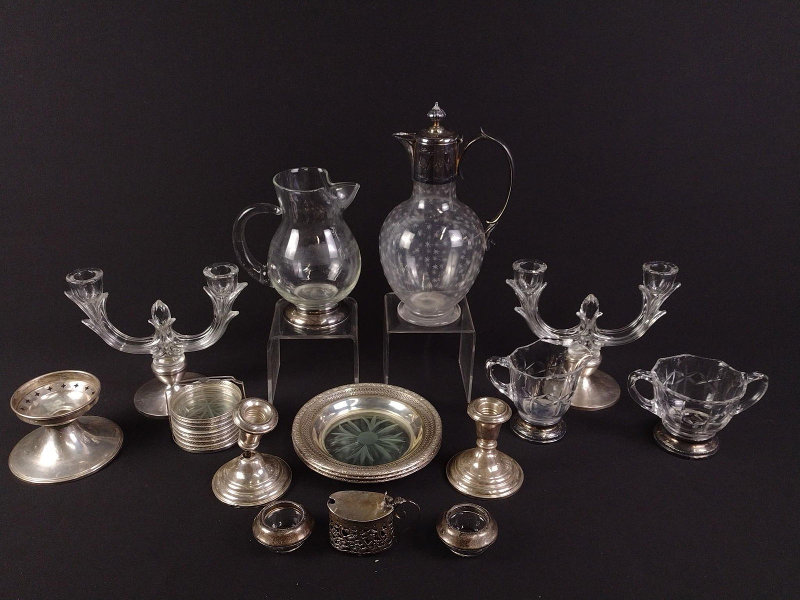 16 Pcs Sterling Silver Rimmed Pcs (1 of 8)