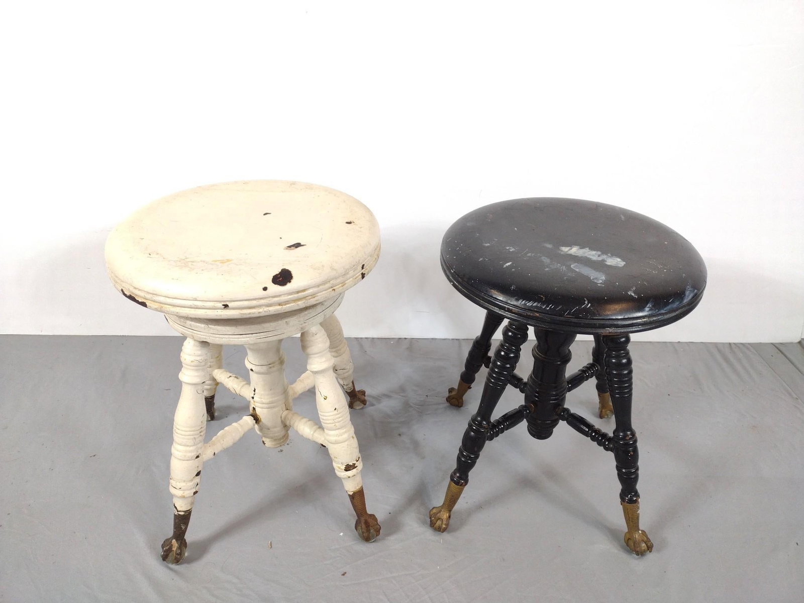 2 Stools: NOT ELIGIBLE FOR IN-HOUSE SHIPPING. 14" to 14-1/4" wide x 17" to 18-1/2" high.