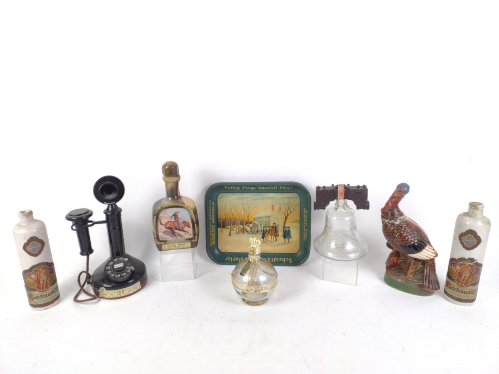 7 Liquor Bottles & 2 Valley Forge Special Beer Trays (1 of 4)