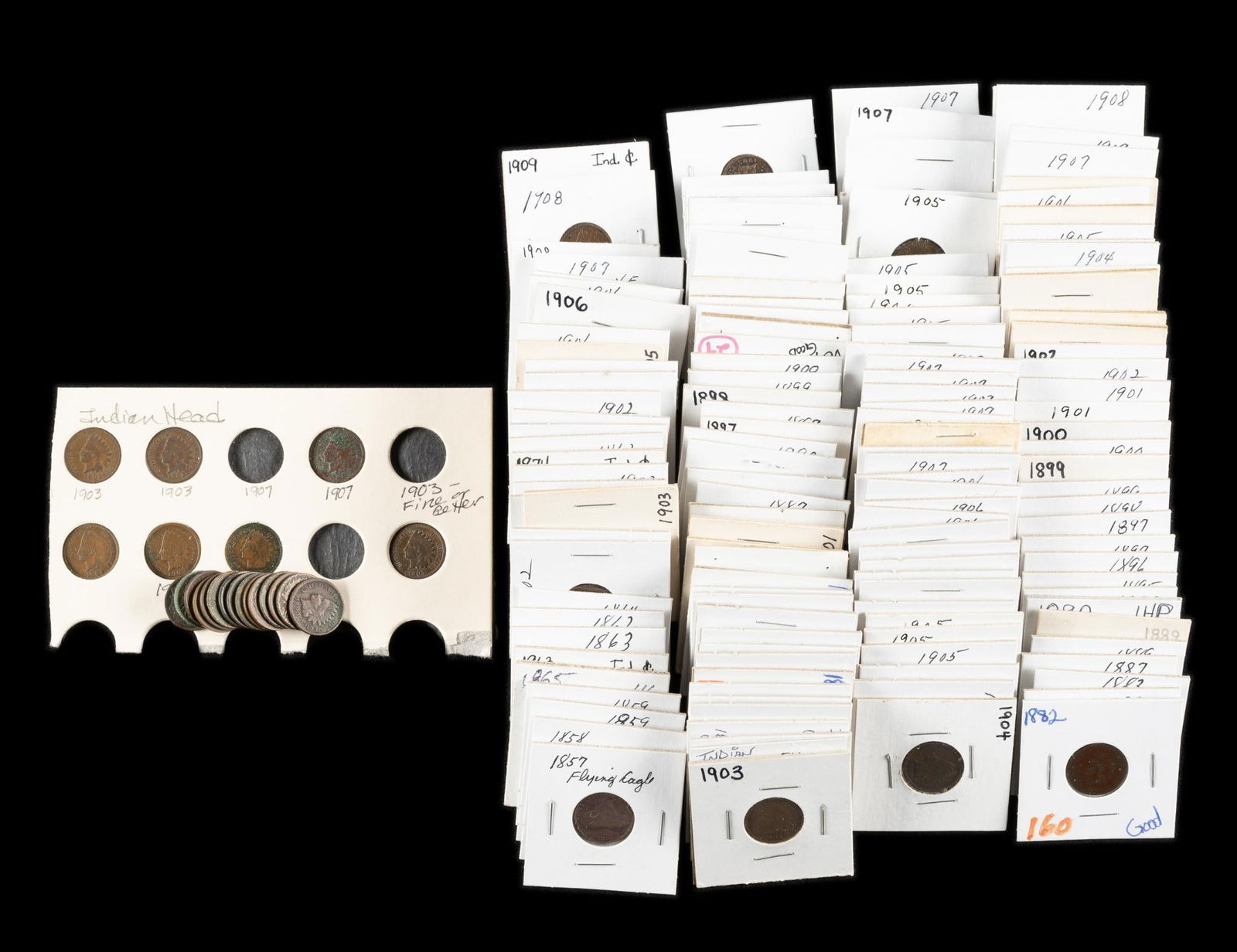 Approximately 150 Indian Head Cents And Flying Eagle (1 of 1)