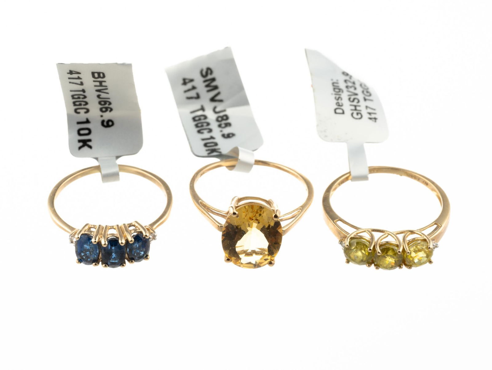 Three 10K Gold Gemstone Rings (1 of 4)