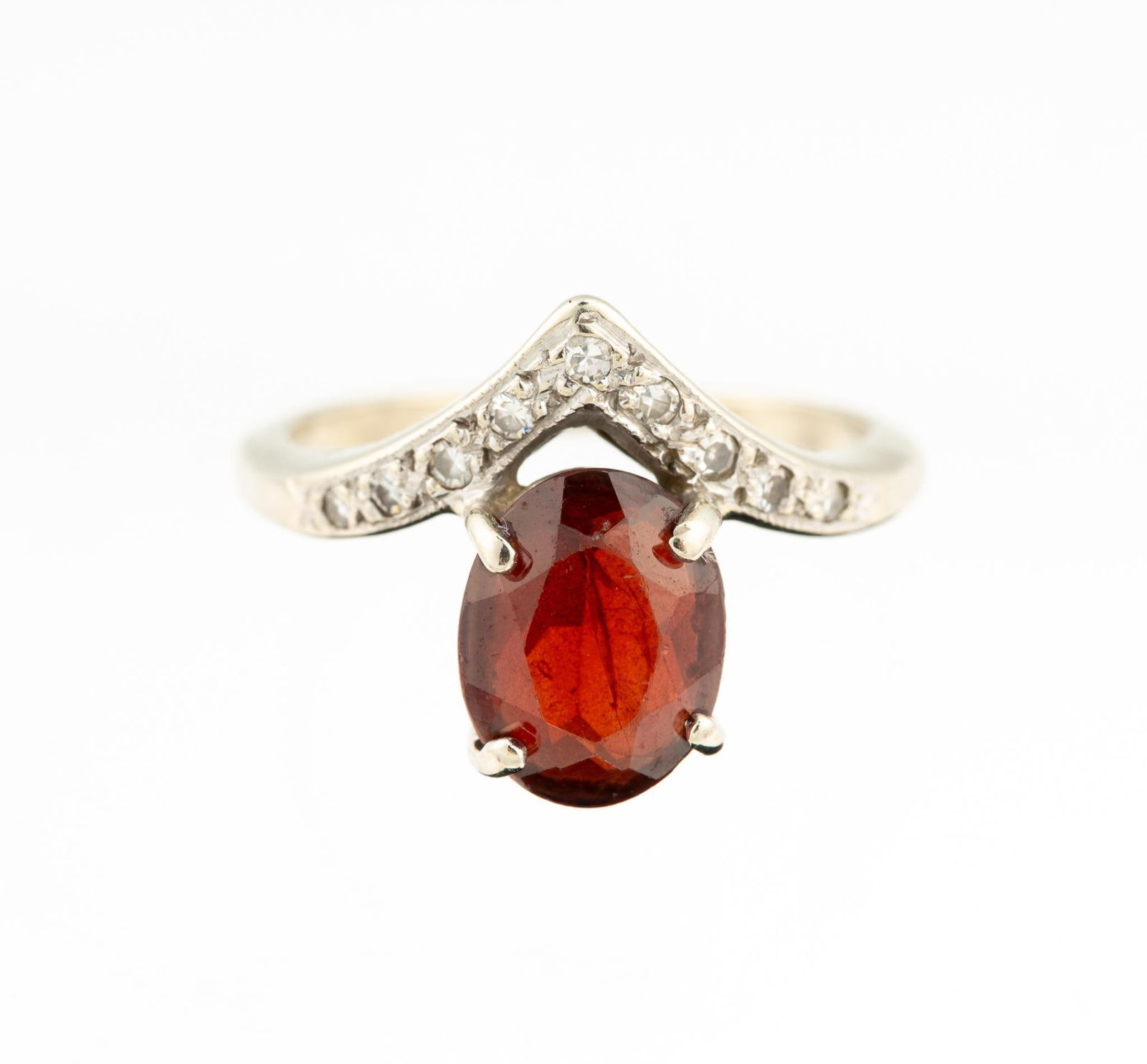 14K White Gold Diamond And Garnet Ring (1 of 3)