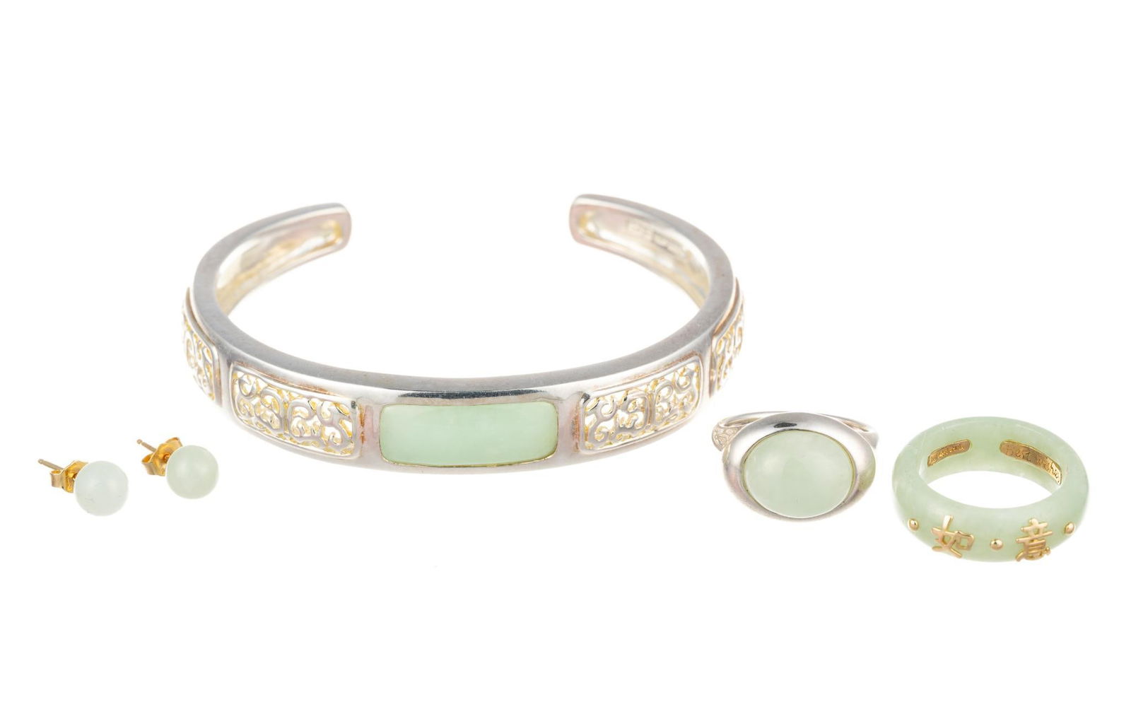 Chinese 14K Gold Sterling Silver And Jade Jewelry (1 of 9)