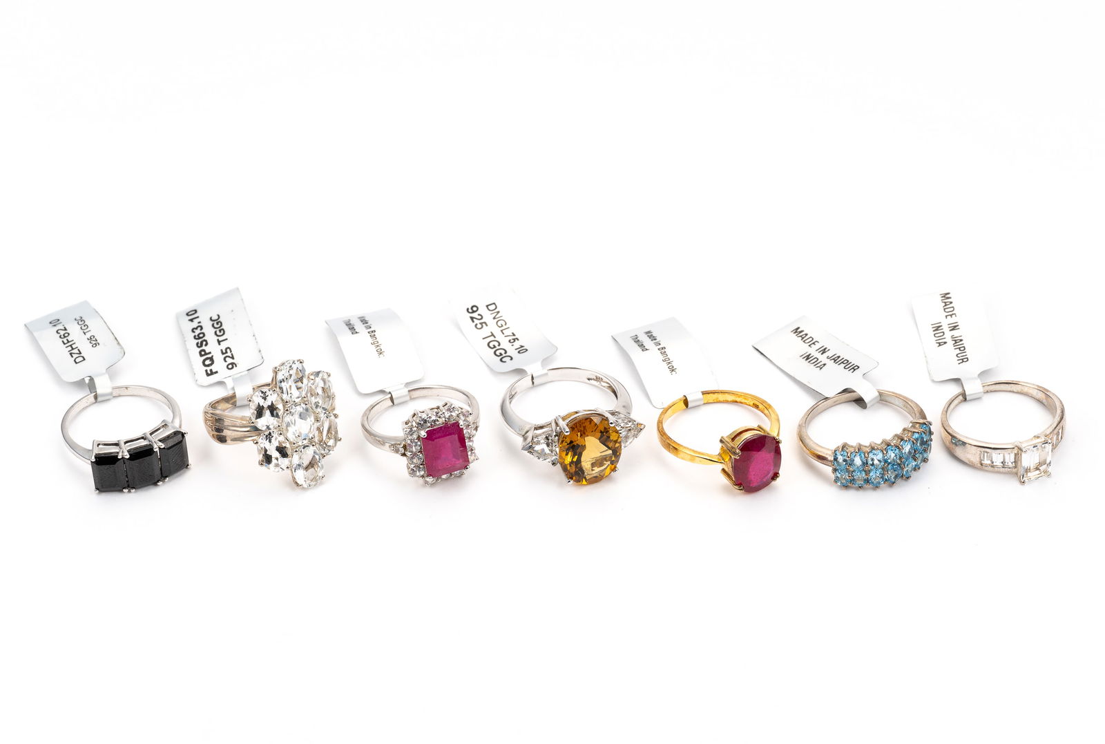 Seven Sterling Silver Gemstone Rings (1 of 4)