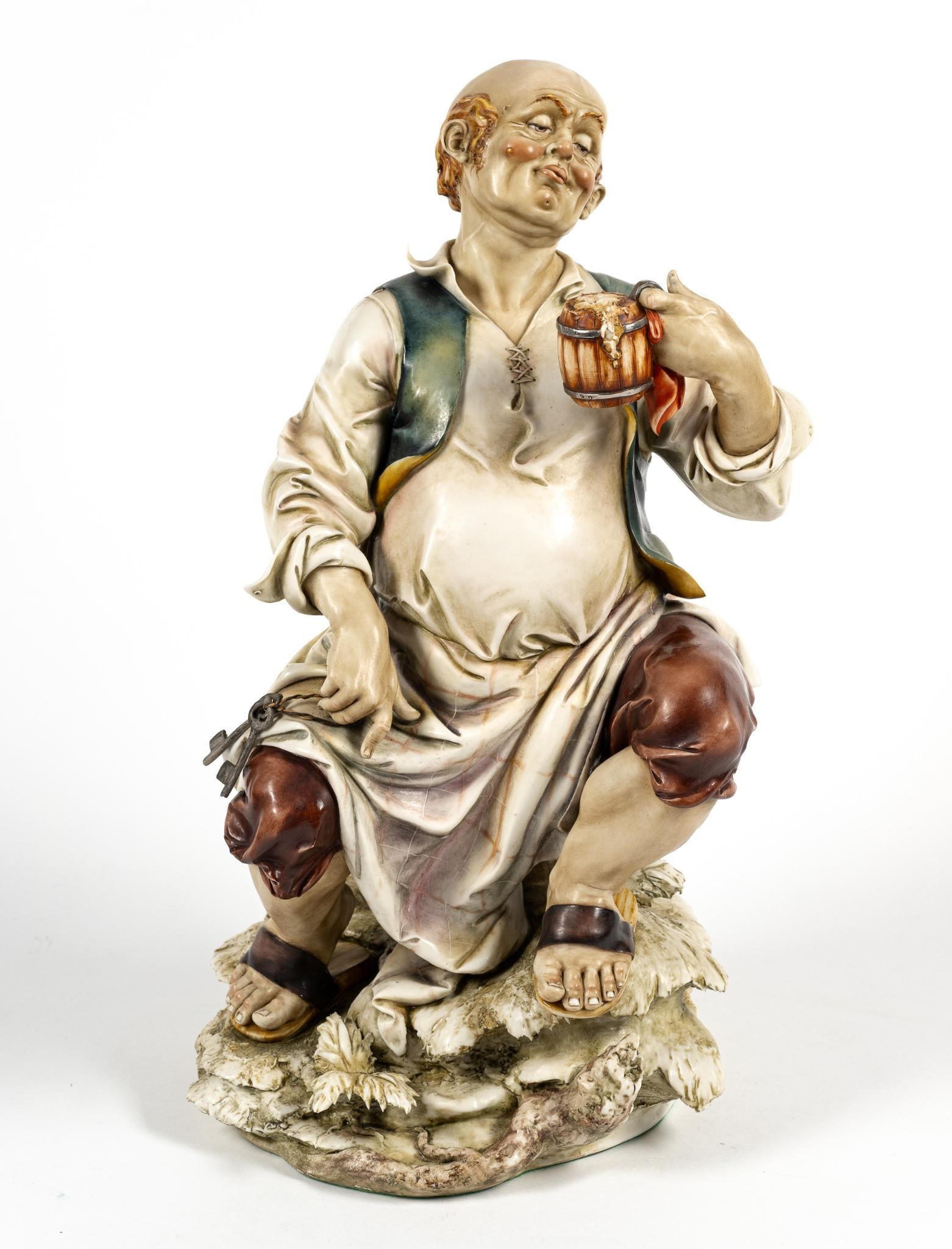 #909 Sancho the Peasant by Antonio Borsato: NOT ELIGIBLE FOR IN-HOUSE SHIPPING. Marked on bottom. 8" x 15". Generally good condition overall.