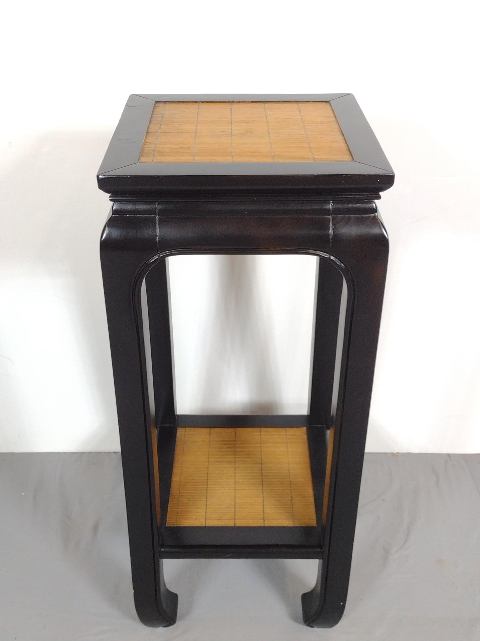 Asian Style Plant Stand: NOT ELIGIBLE FOR IN-HOUSE SHIPPING. 13-3/4" wide X 13-3/4" deep X 34-1/4" high. Has a few scratches.