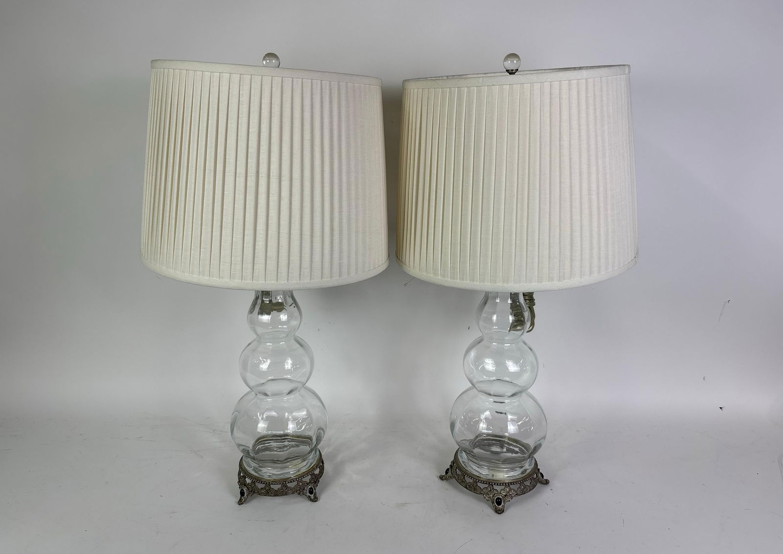 2 Glass and Metal Table Lamps (1 of 1)