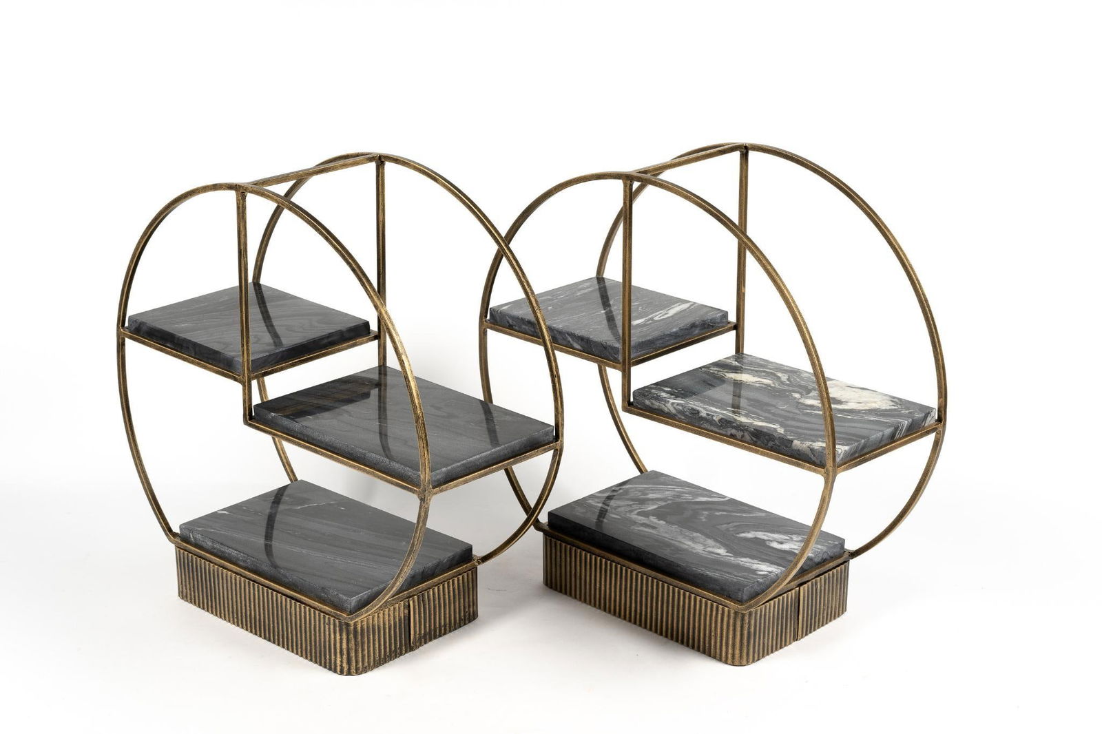 Pair of Modern Marble Standing Shelves (1 of 4)