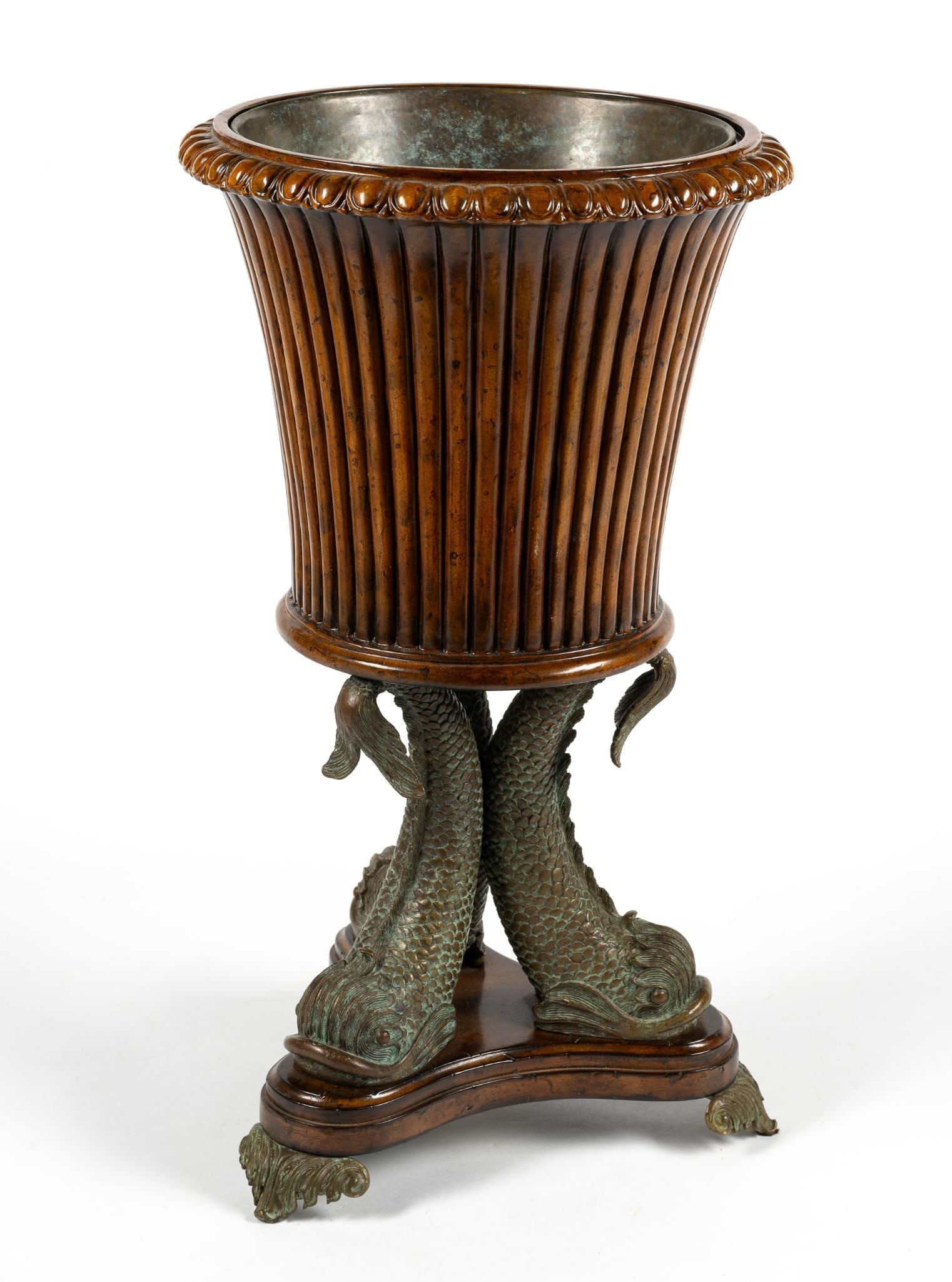 Maitland Smith Regency Style Dolphin Cellarette/Plant Stand (1 of 4)
