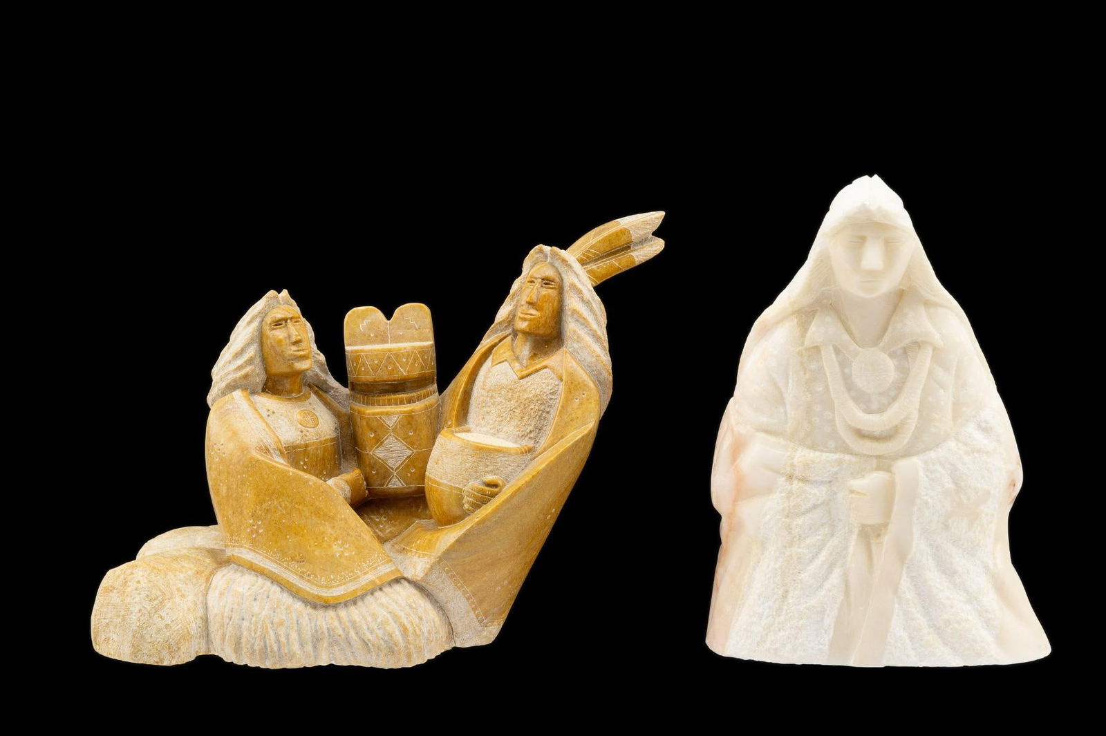 (2) Carved Native American Figurative Sculptures (1 of 7)