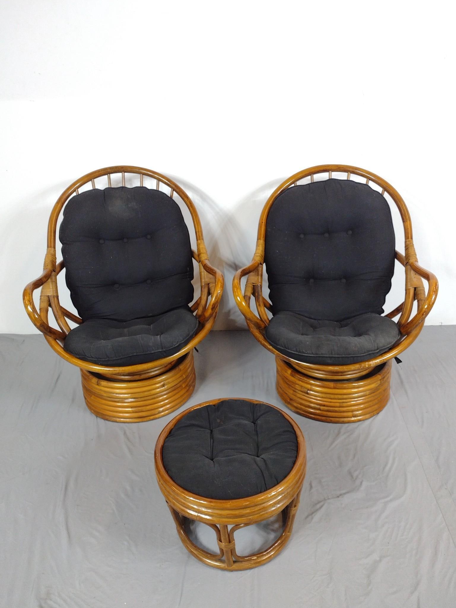 Two Rattan Arm Chairs & Ottoman (1 of 6)