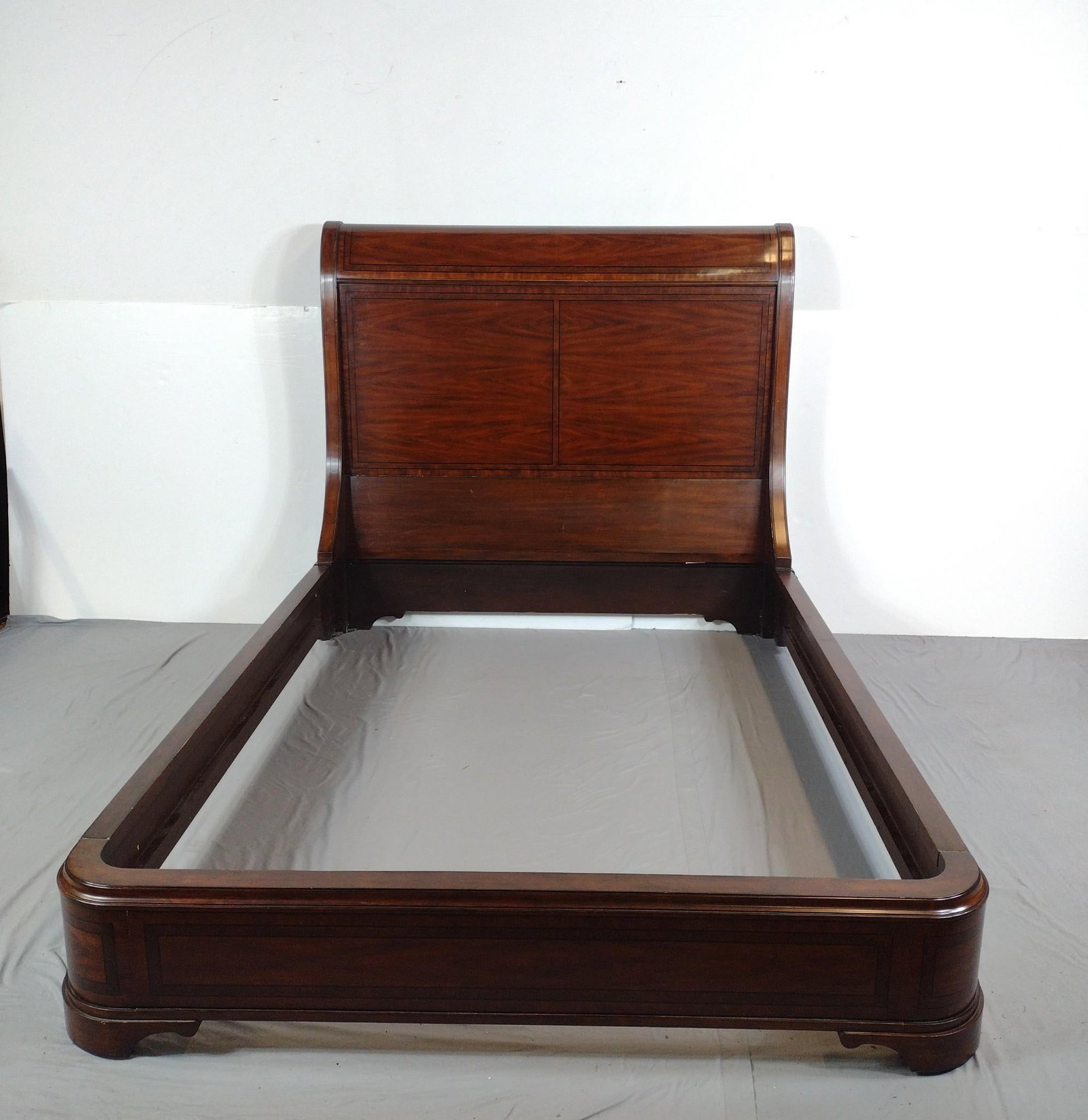 Sleigh Bed: NOT ELIGIBLE FOR IN-HOUSE SHIPPING. 68" wide X 89" deep X 60" high.