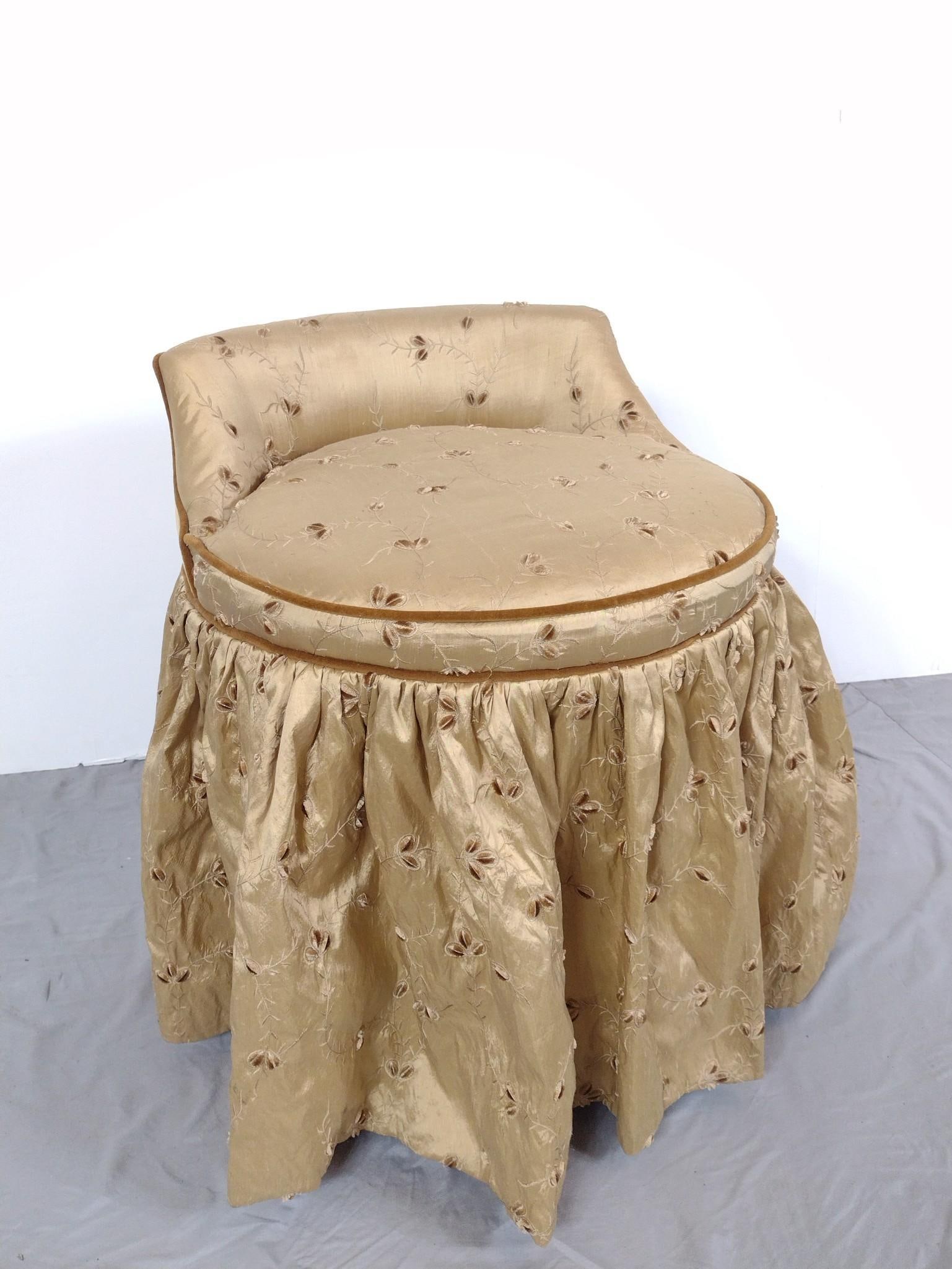 Gold Upholstered Vanity Stool (1 of 3)