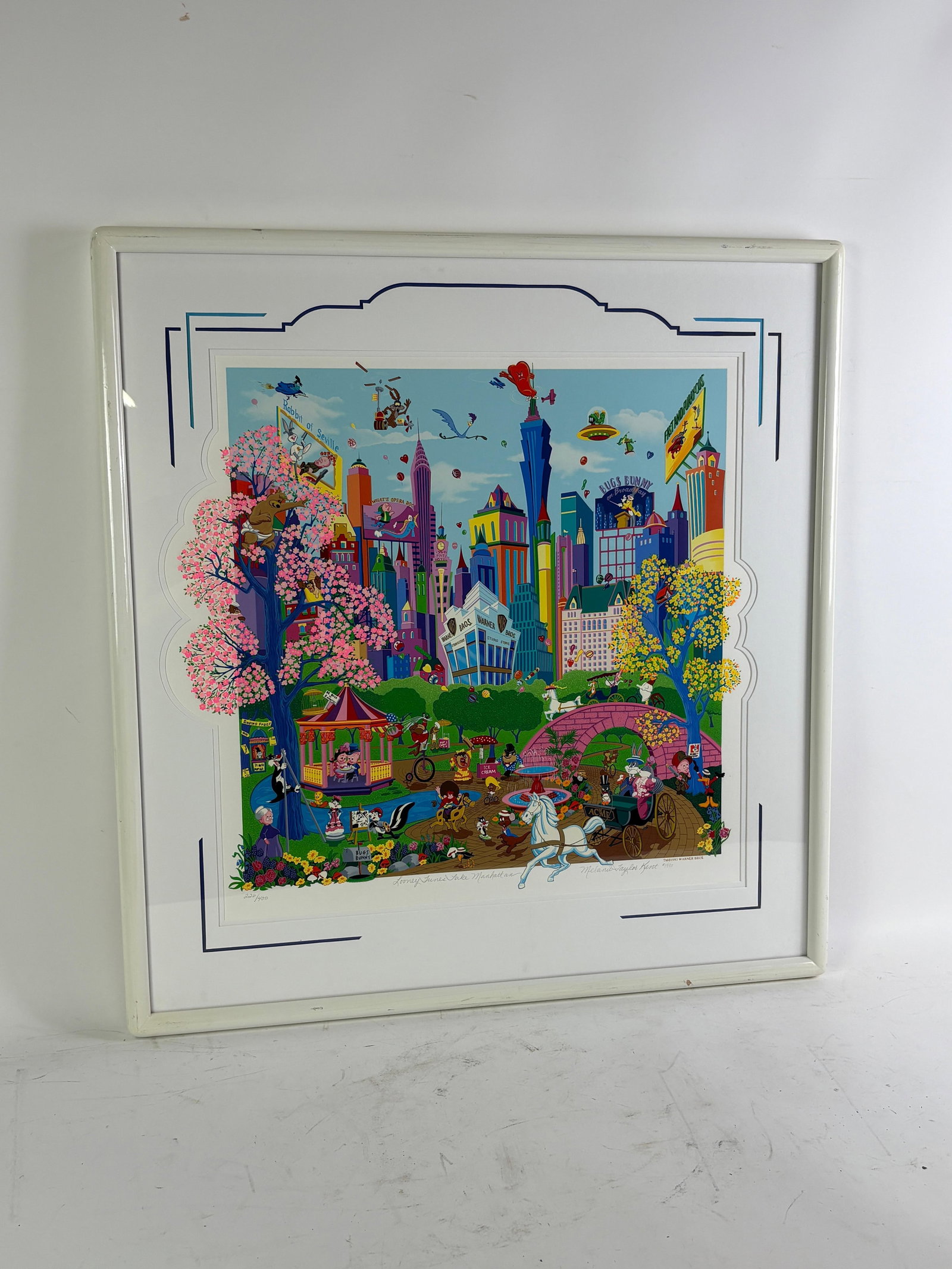 Melanie Kent Taylor "Looney Toons Take Manhattan" Signed Print: NOT ELIGIBLE FOR IN-HOUSE SHIPPING. Signed lower right. 226/400. Overall 35-1/2" high x 33-1/4" wide.