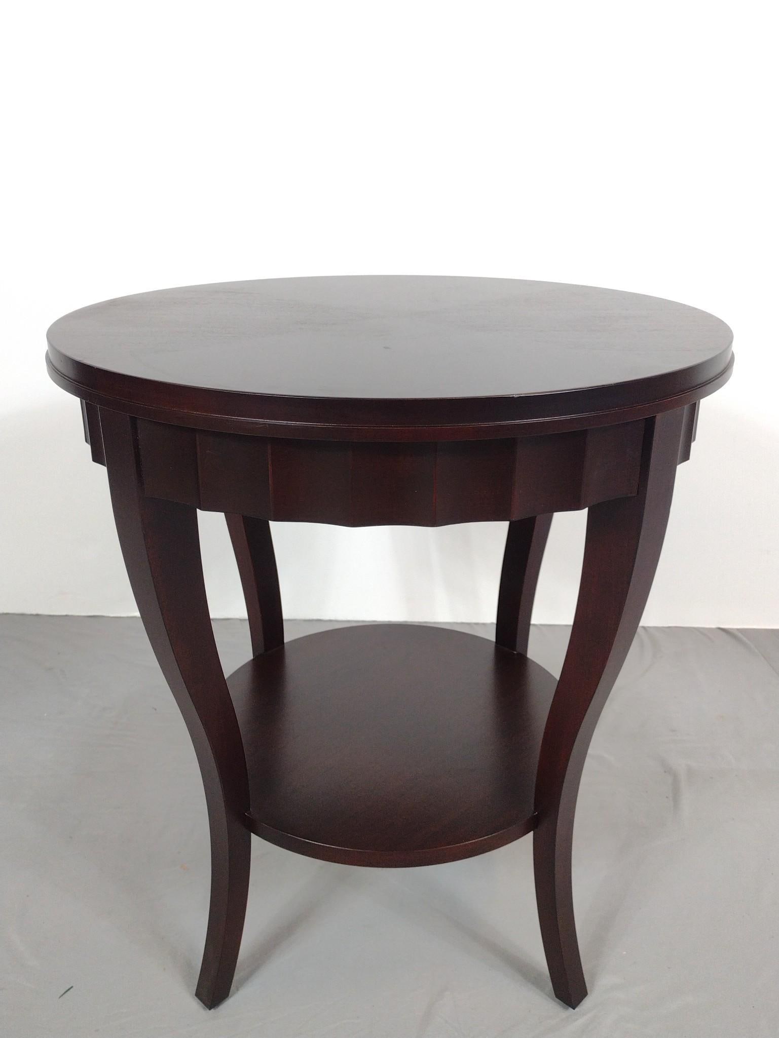 Round Lamp Table: NOT ELIGIBLE FOR IN-HOUSE SHIPPING. 24" diameter X 26" high. No manufactures name found.