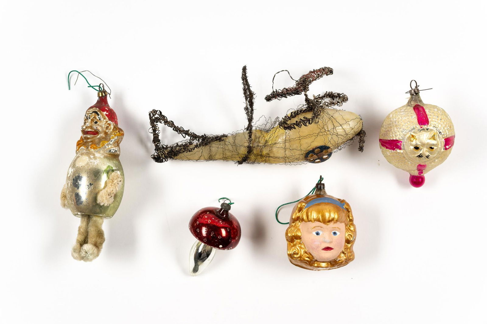 Five Early 20th Century Mercury Glass Figural German Ornaments (1 of 1)