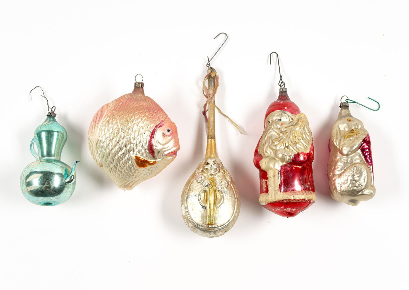 Five Early 20th Century Mercury Glass Figural German Ornaments (1 of 1)
