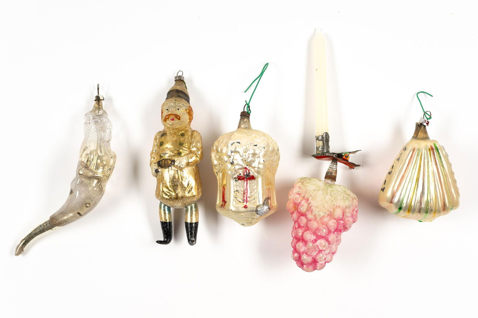 Five Early 20th Century Mercury Glass Figural German Ornaments (1 of 1)