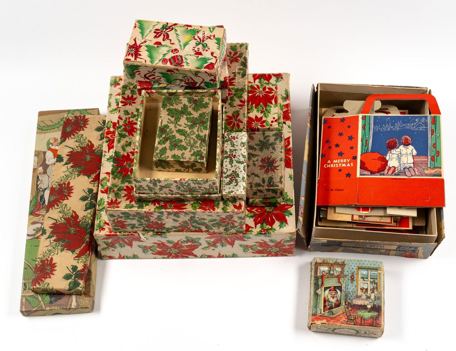Antique String Handled Christmas Candy Boxes (1 of 3)