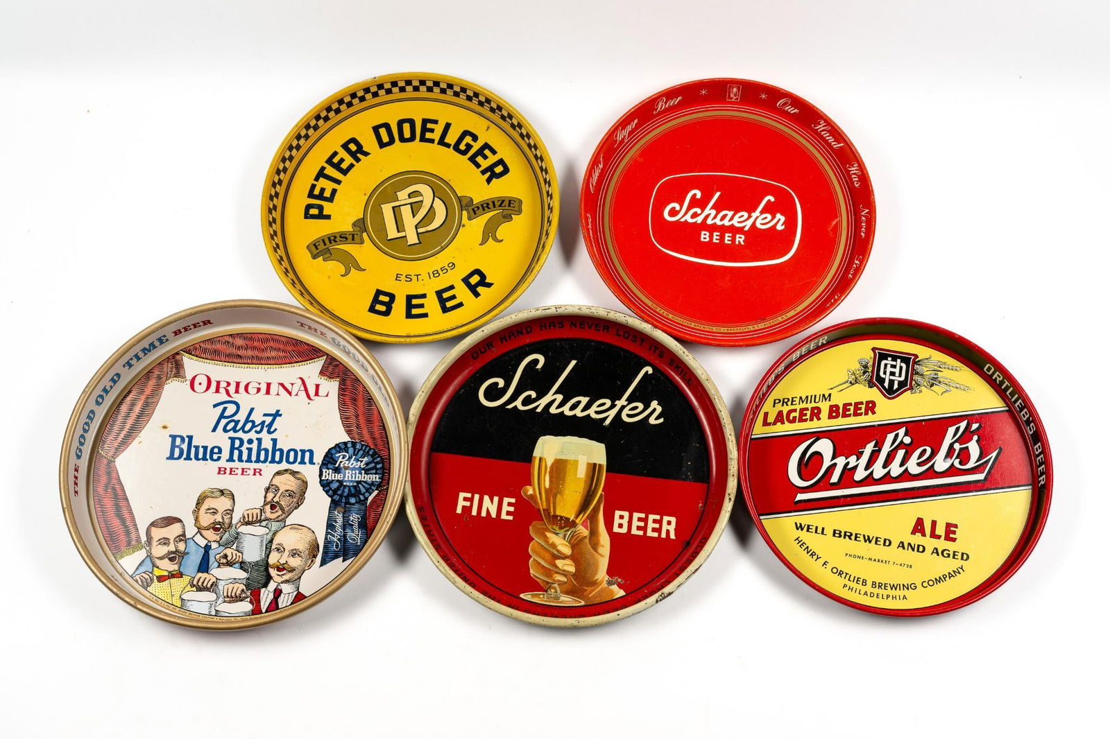 5 Tin Beer Plates incl Pabst Blue Ribbon (1 of 2)