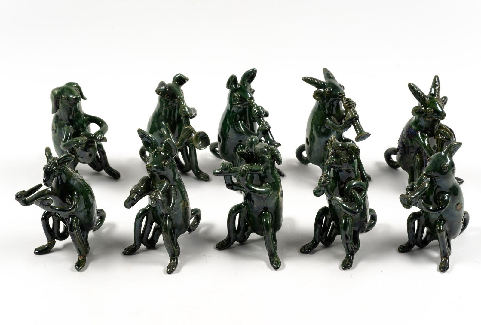10 Folk Art Ceramics of Animals Playing Instruments (1 of 5)