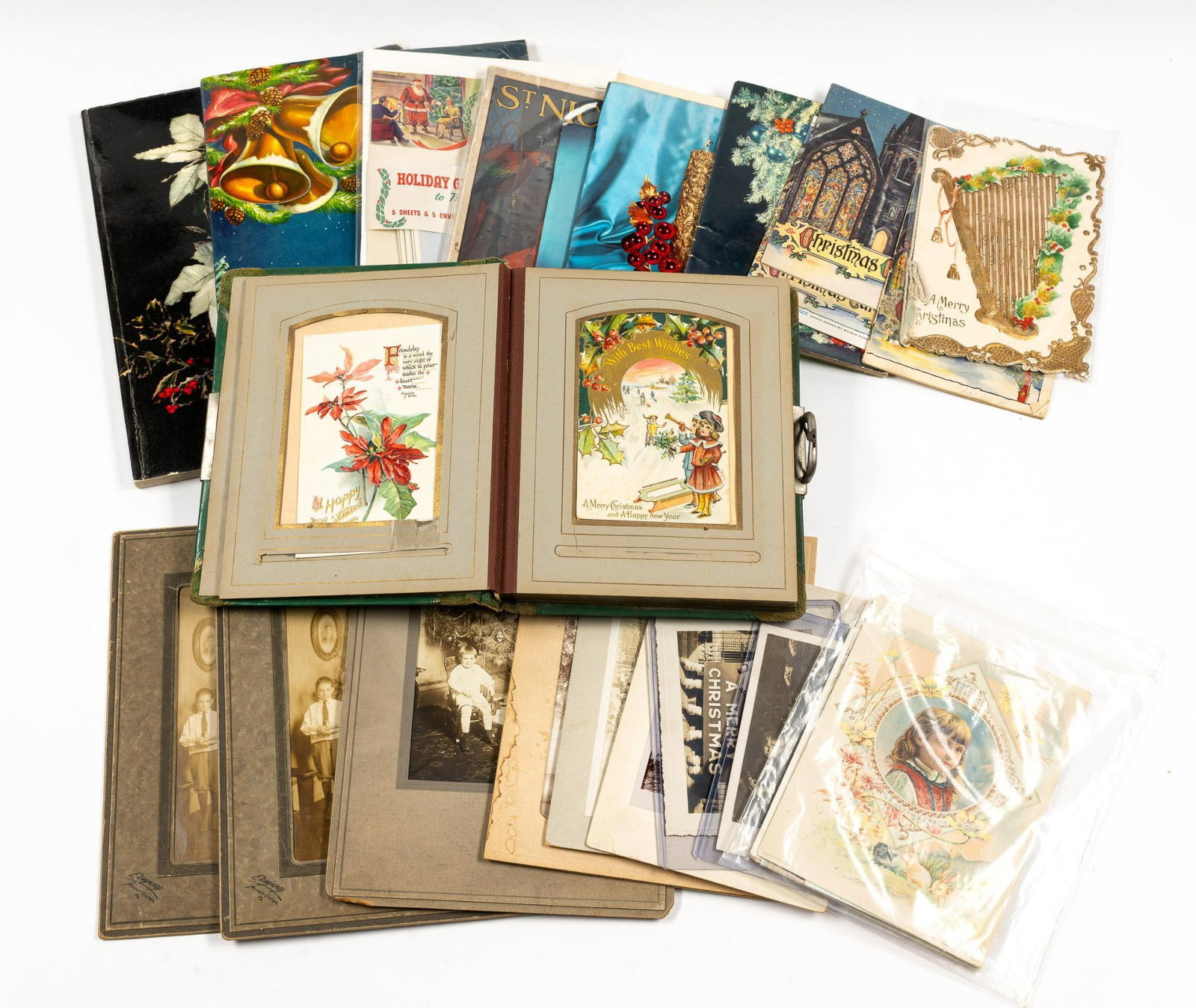 Lot of Christmas-Related Ephemera: Includes greeting cards, magazines, and photographs.