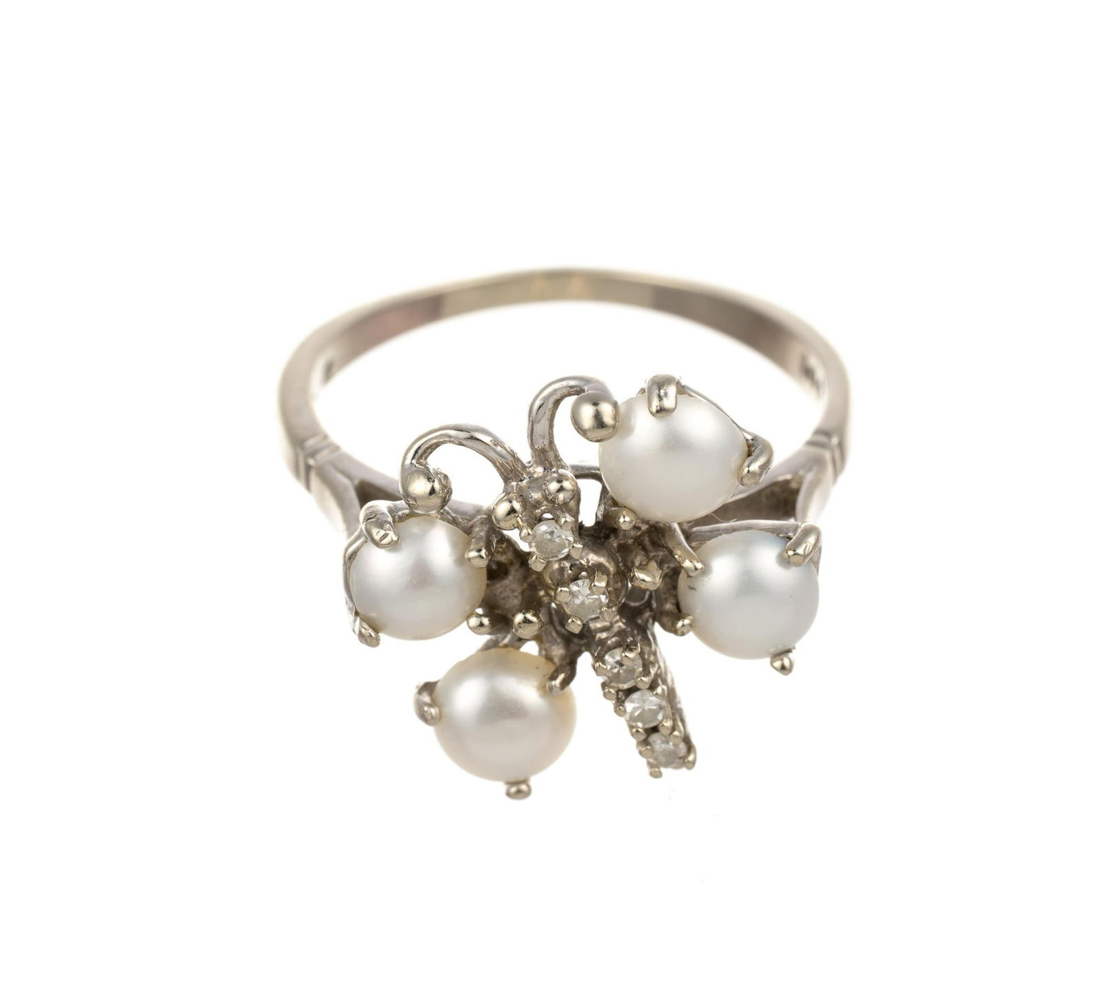 14K Gold Butterfly Ring With Pearls And Diamonds (1 of 5)