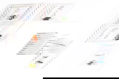 Five Unmounted Gemstones: These loose gemstones include: One 10.42 carat tanzanite from Tanzania, heat treated. A 10.22 carat oval peridot. A trillion cut 23.53 carat blue topaz, heated. An untreated 7.4 carat emerald cut gree