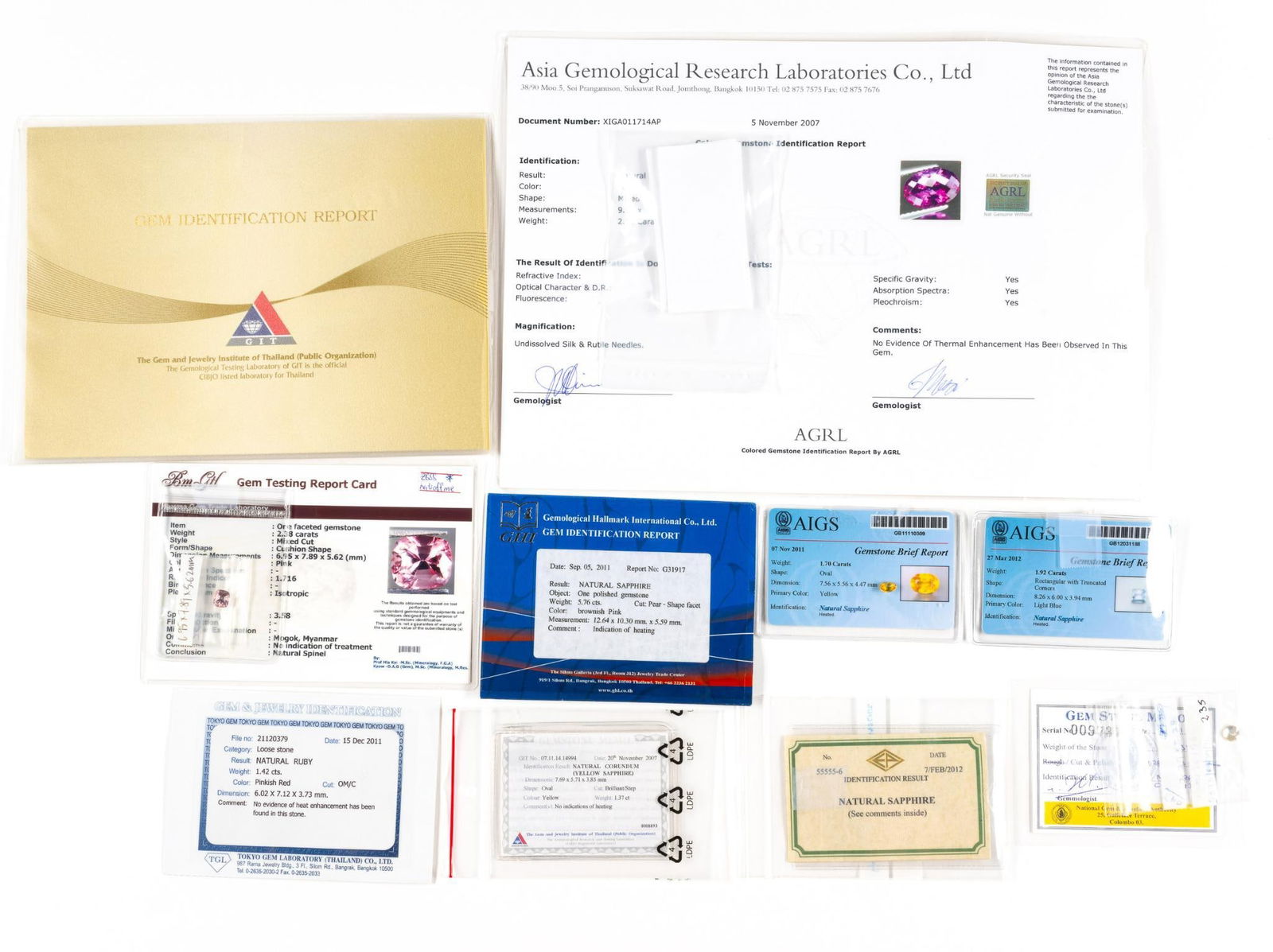 Ten Unmounted Gemstones with Lab Reports Incl Sapphire And Ruby (1 of 4)