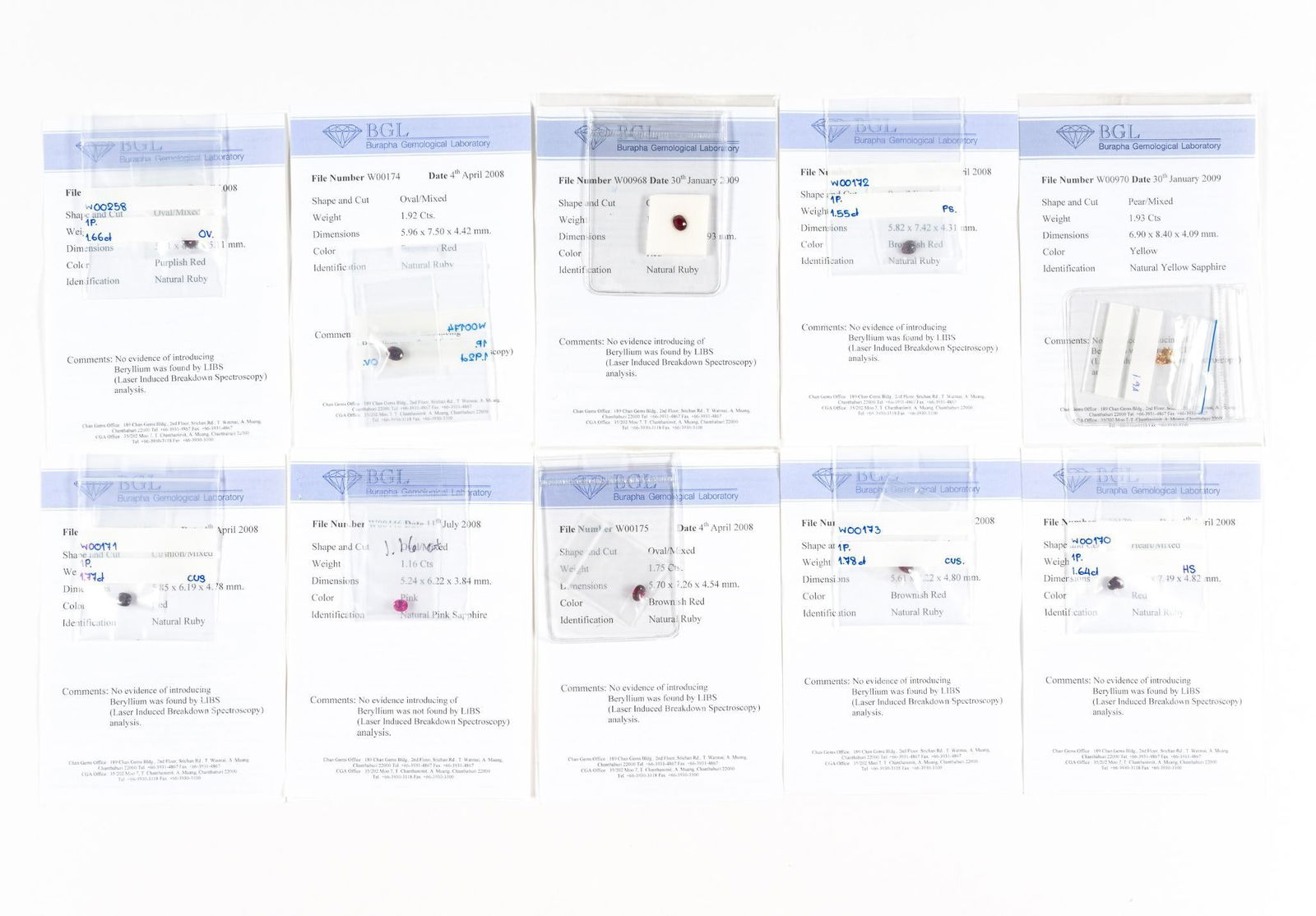 Ten Unmounted Gemstones with Lab Reports Incl Ruby And Sapphire (1 of 4)