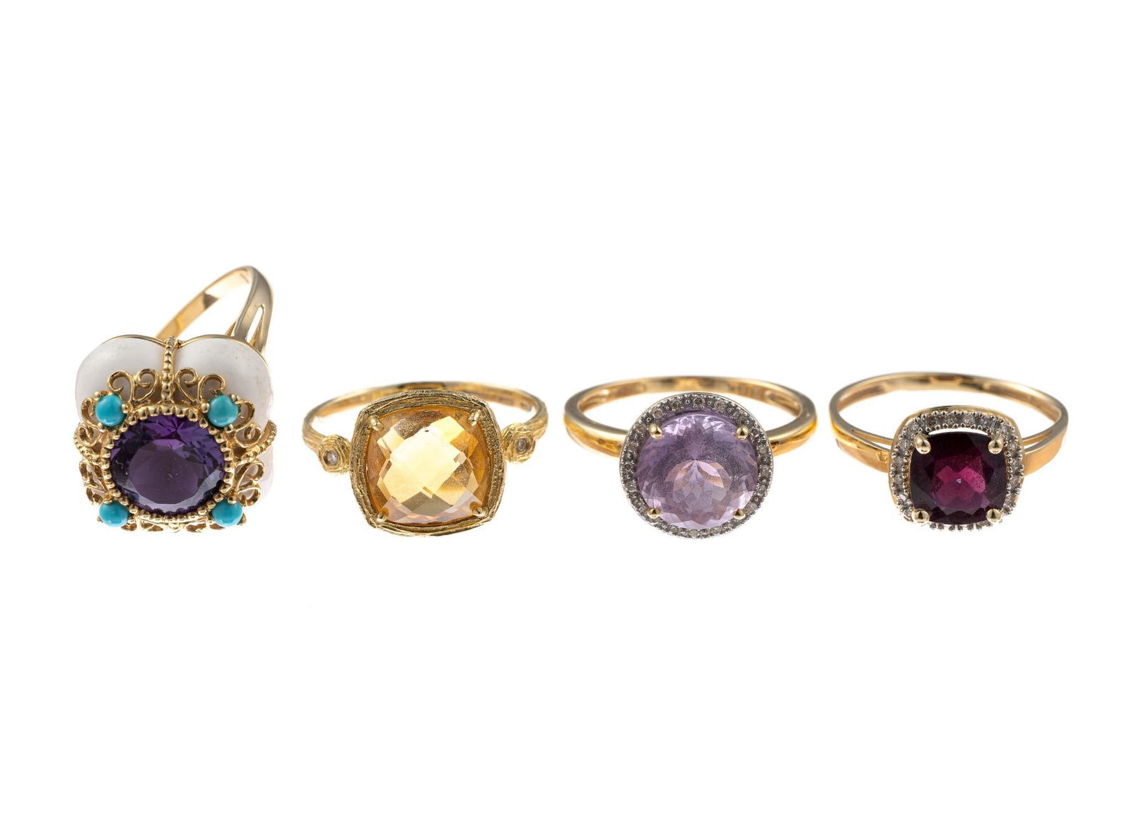 Four 14K Gold and Gemstone Rings (1 of 2)