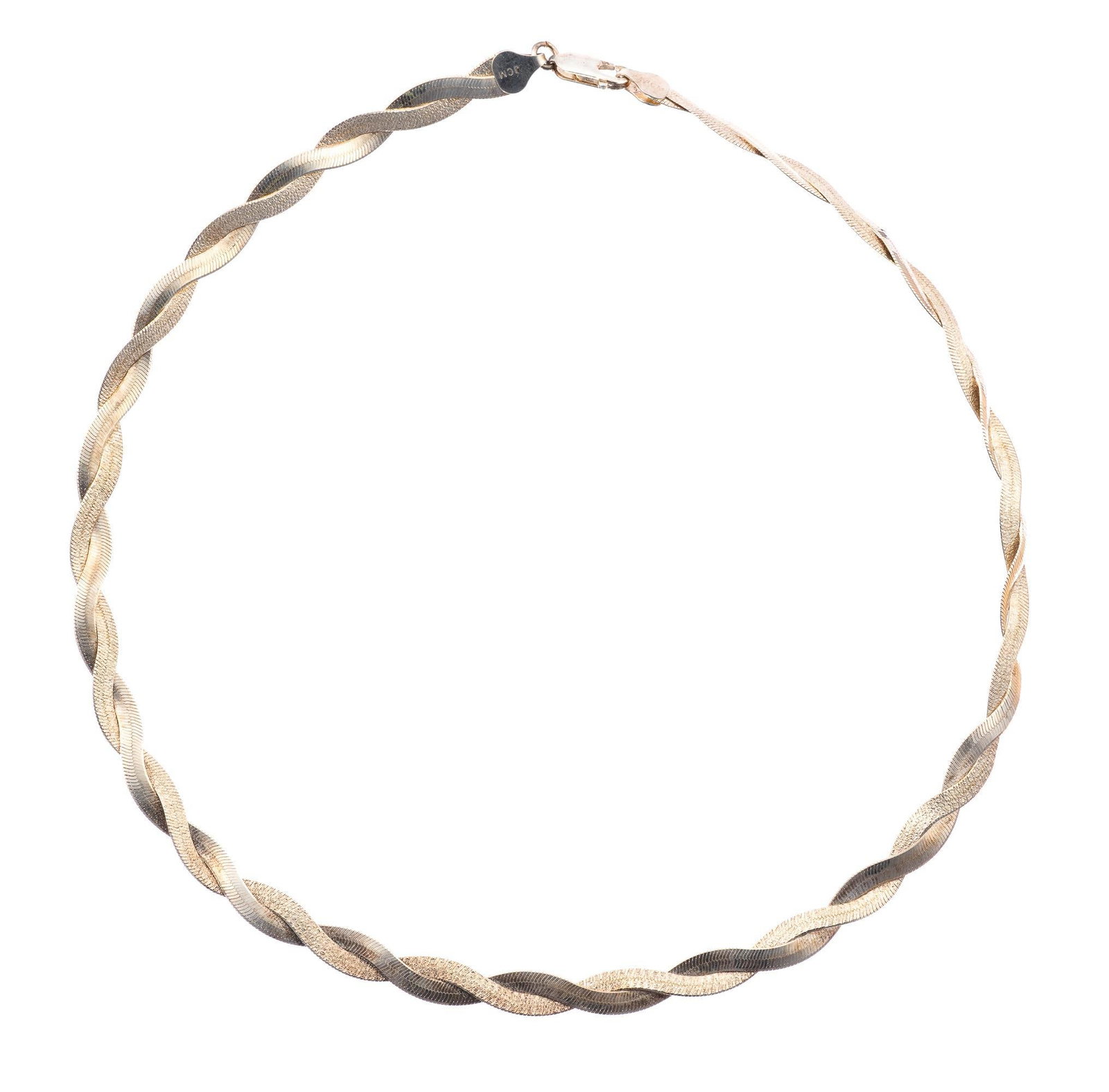 Sterling Silver Chain Necklace: A woven herringbone sterling necklace 17 3/4" length and with weight of 0.4 troy ounces.