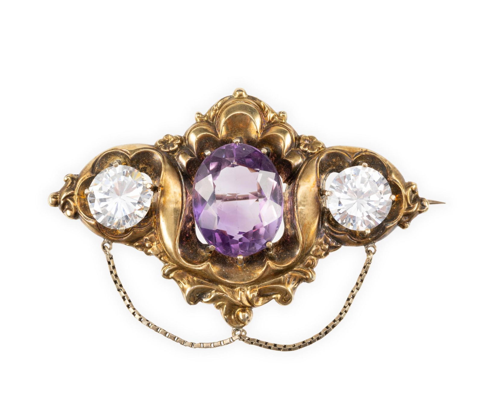 Art Nouveau Goldfilled Amethyst Brooch (1 of 2)
