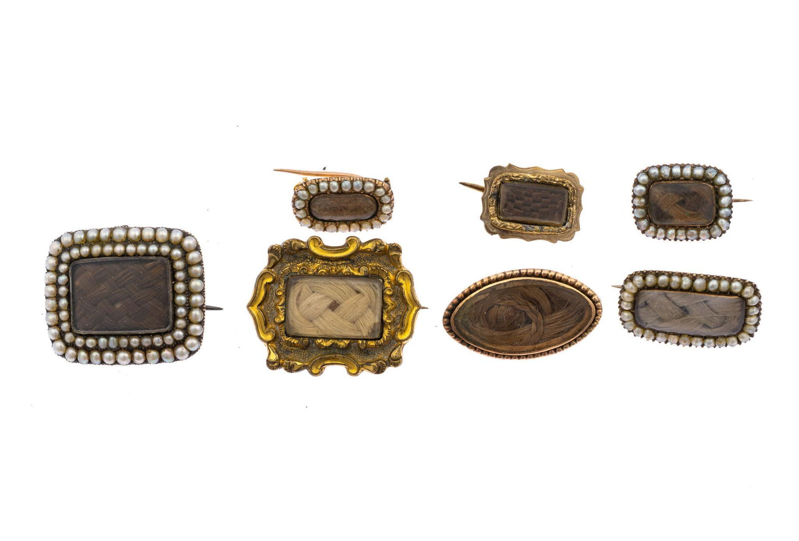 7 Victorian Mourning Hair Brooches (1 of 2)