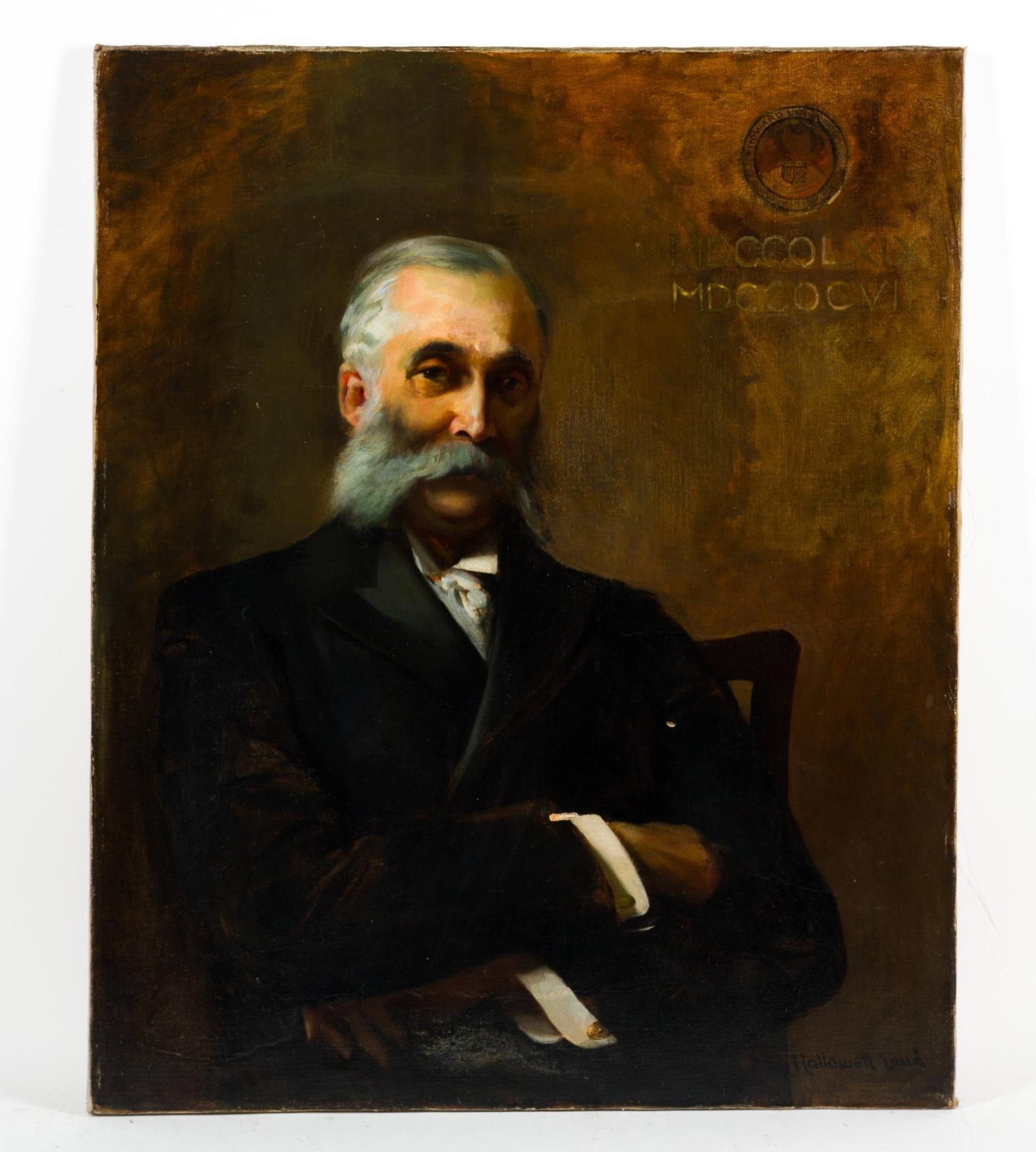 May Hallowell Loud Portrait of Charles Burleigh Purvis: NOT ELIGIBLE FOR IN-HOUSE SHIPPING - See Terms for Shipping Options. Oil on canvas. The painting is of African American Physician Charles Burleigh Purvis (1842 - 1929) who was one of the founders of t