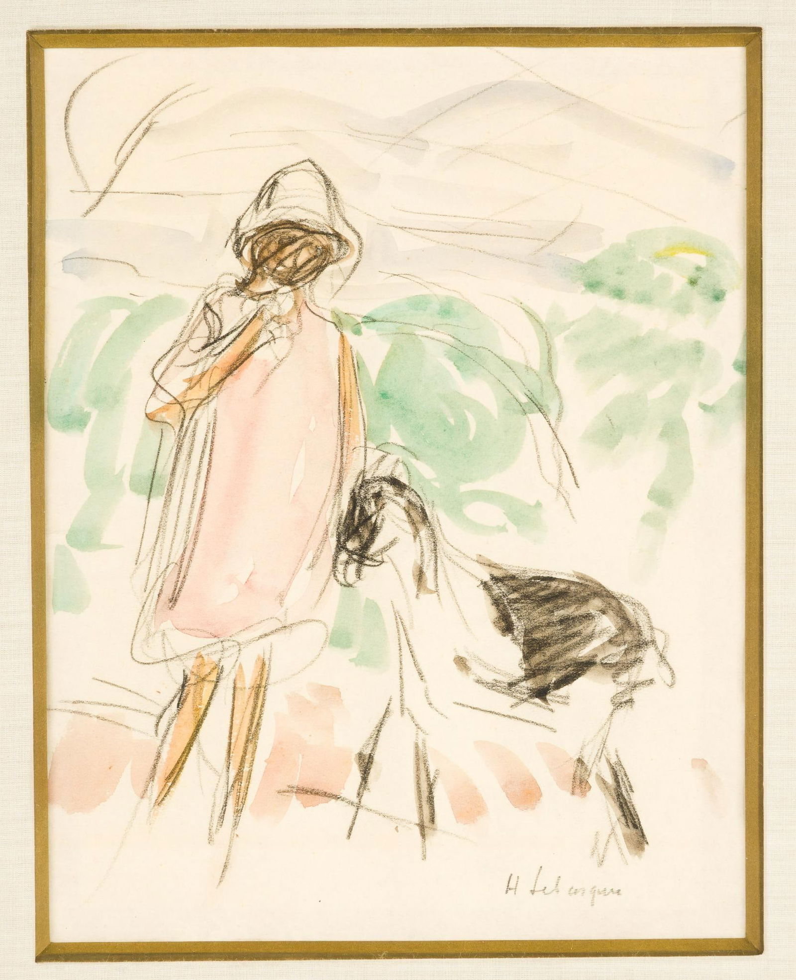 Henri Lebasque (French, 1865-1937) Watercolor Painting: NOT ELIGIBLE FOR IN-HOUSE SHIPPING - See Terms for Shipping Options. Watercolor and pencil on paper painting by Henri Lebasque 1865 - 1937. The painting size is 8 1/2" X 6 1/2", 13" X 11 1/4" framed.