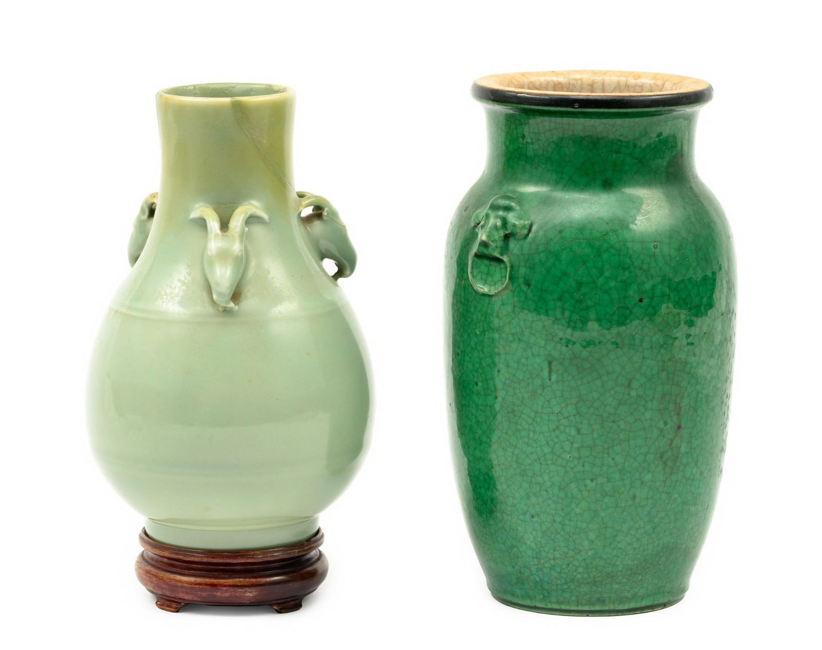 2 Green Asian Ceramic Vases (1 of 9)