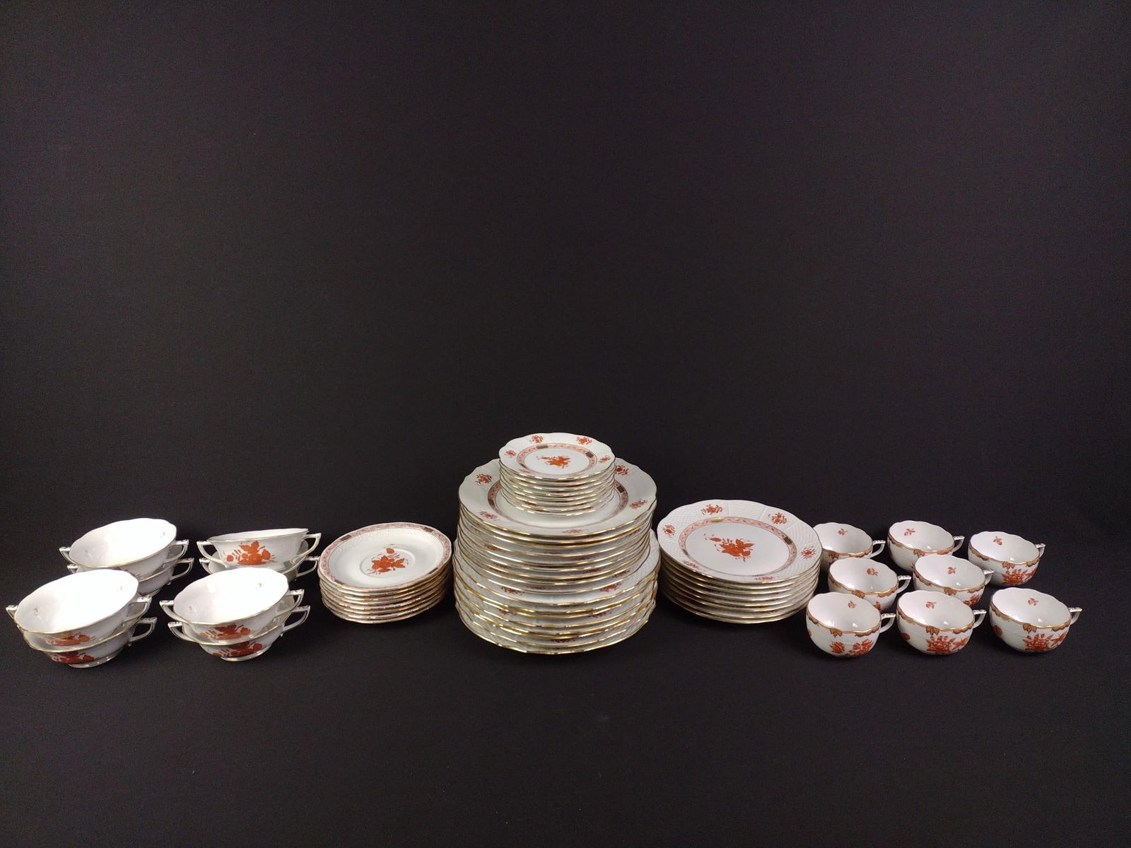 57 Pcs Herend Hungary "Chinese Bouquet Rust" Set (1 of 3)