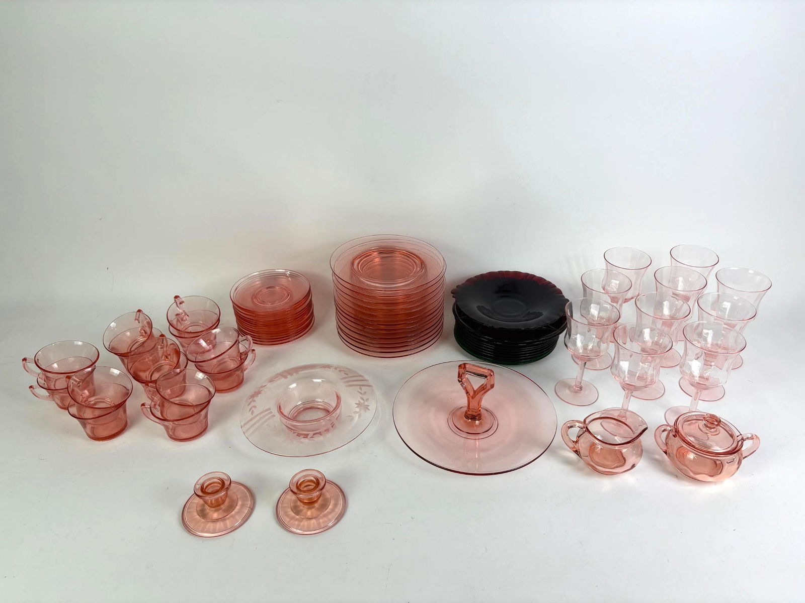 57 Pcs Colored Glass incl Pink Depression Glass (1 of 4)