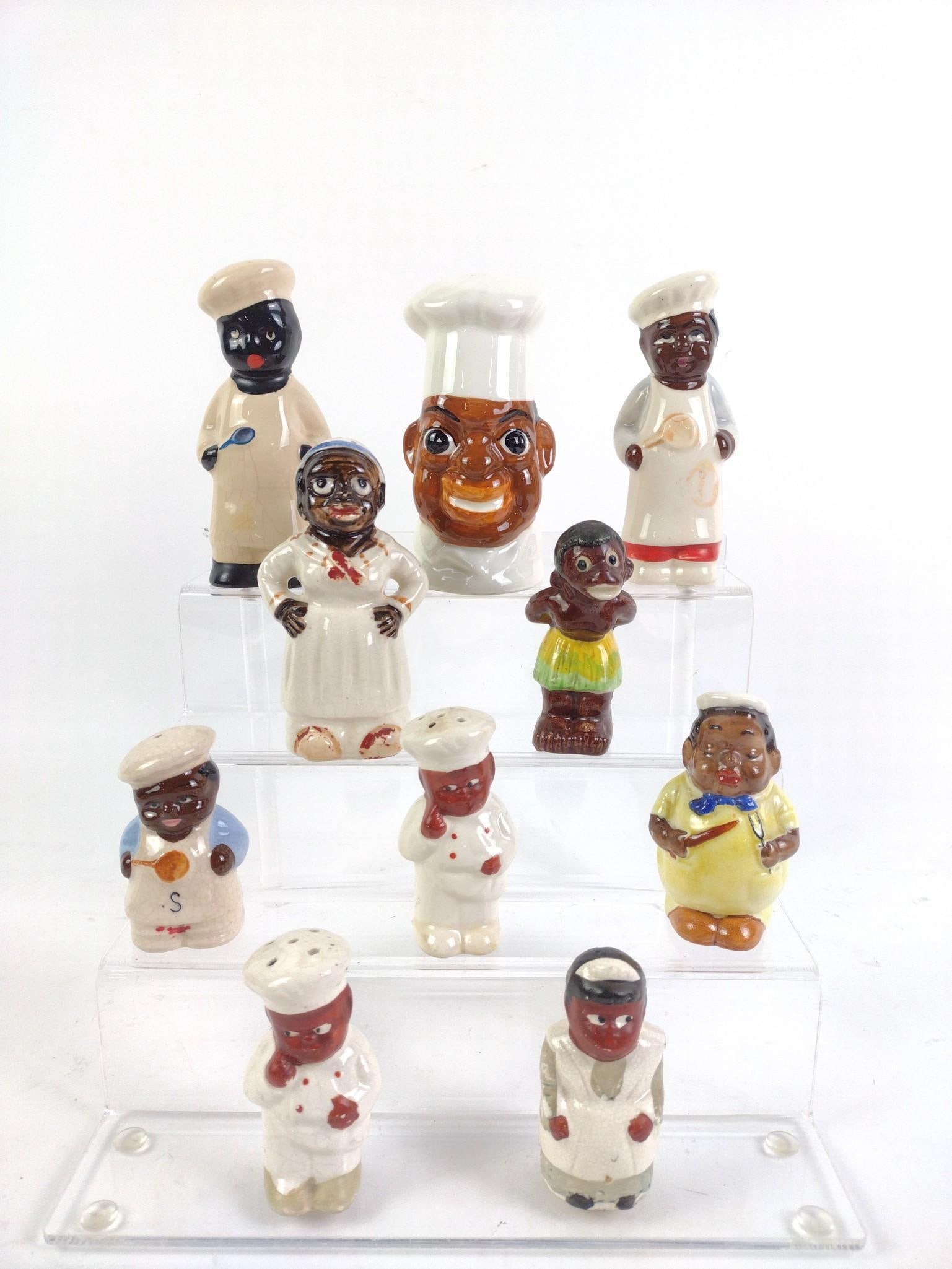 10 Individual Vintage Black Americana Salt and Pepper Shakers (1 of 3)