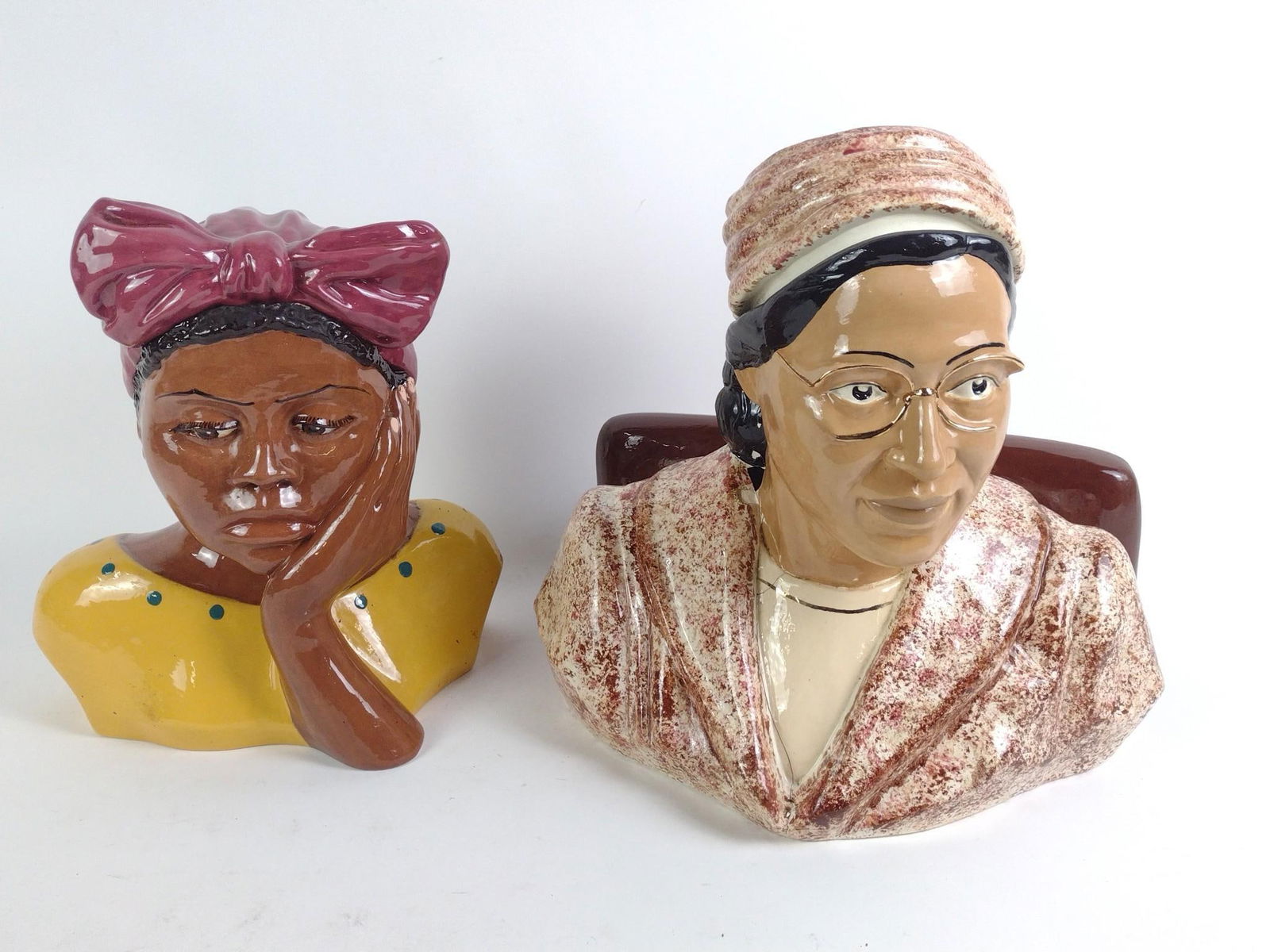2 Black Americana Bust Cookie Jars incl Rosa Parks (1 of 8)
