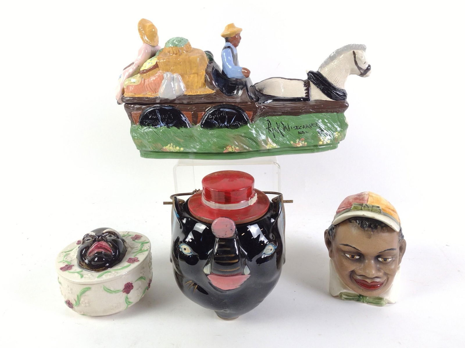 4 Ceramic Black Americana Containers (1 of 9)