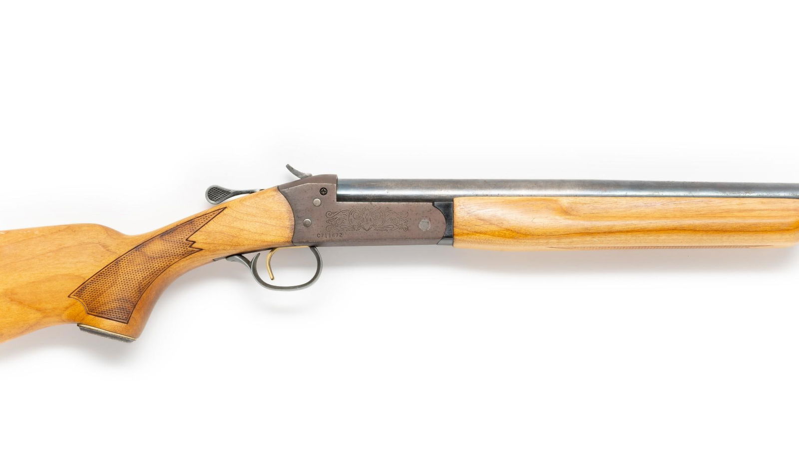 Winchester Model 37A Single Shot Shotgun, 20 Gauge: Serial Number: C711672 Design: This Winchester Model 37A single shot shotgun has a 28" blued barrel with full choke. This example is marked "Made in Canada." It accepts both 2 3/4" and 3" 20 gauge she